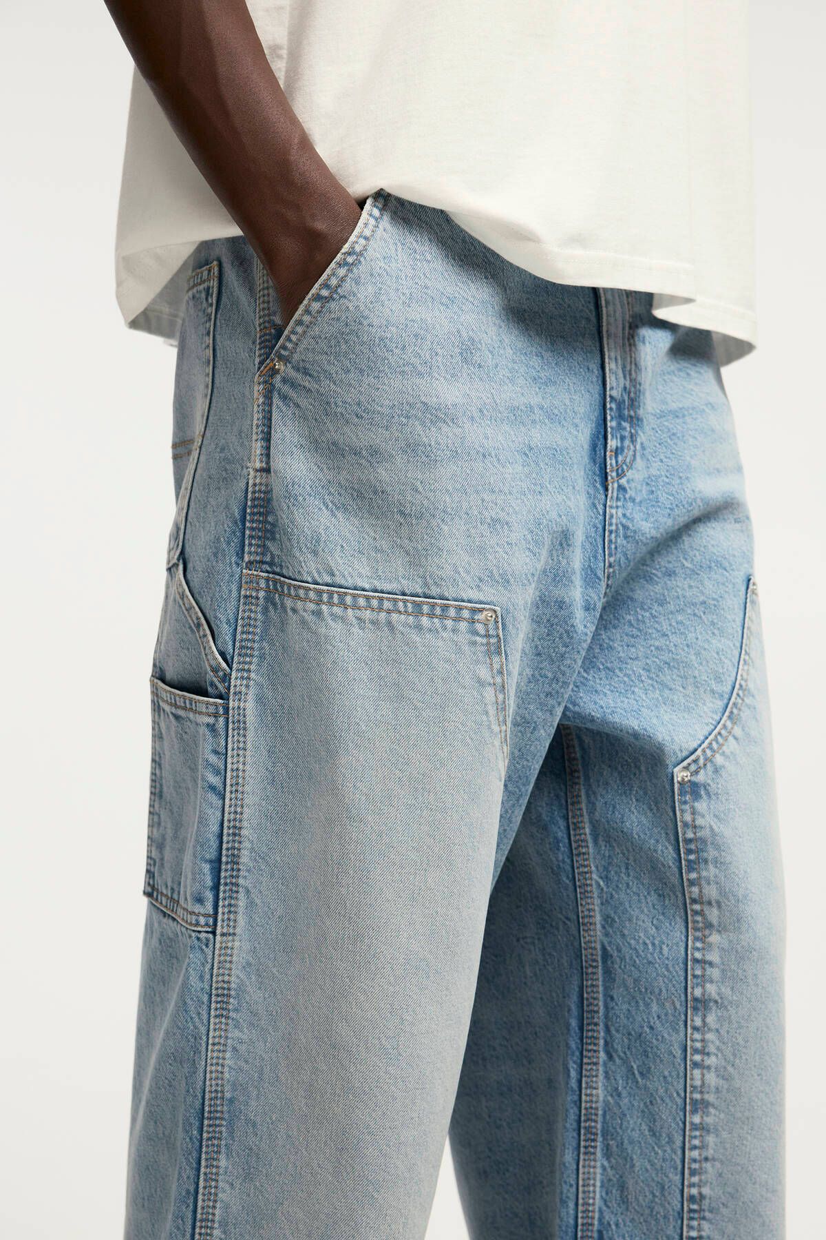 شلوار جین آبی مردانه طبقه دو تفصیلی بزرگ ژان Pull Bear Pull & Bear