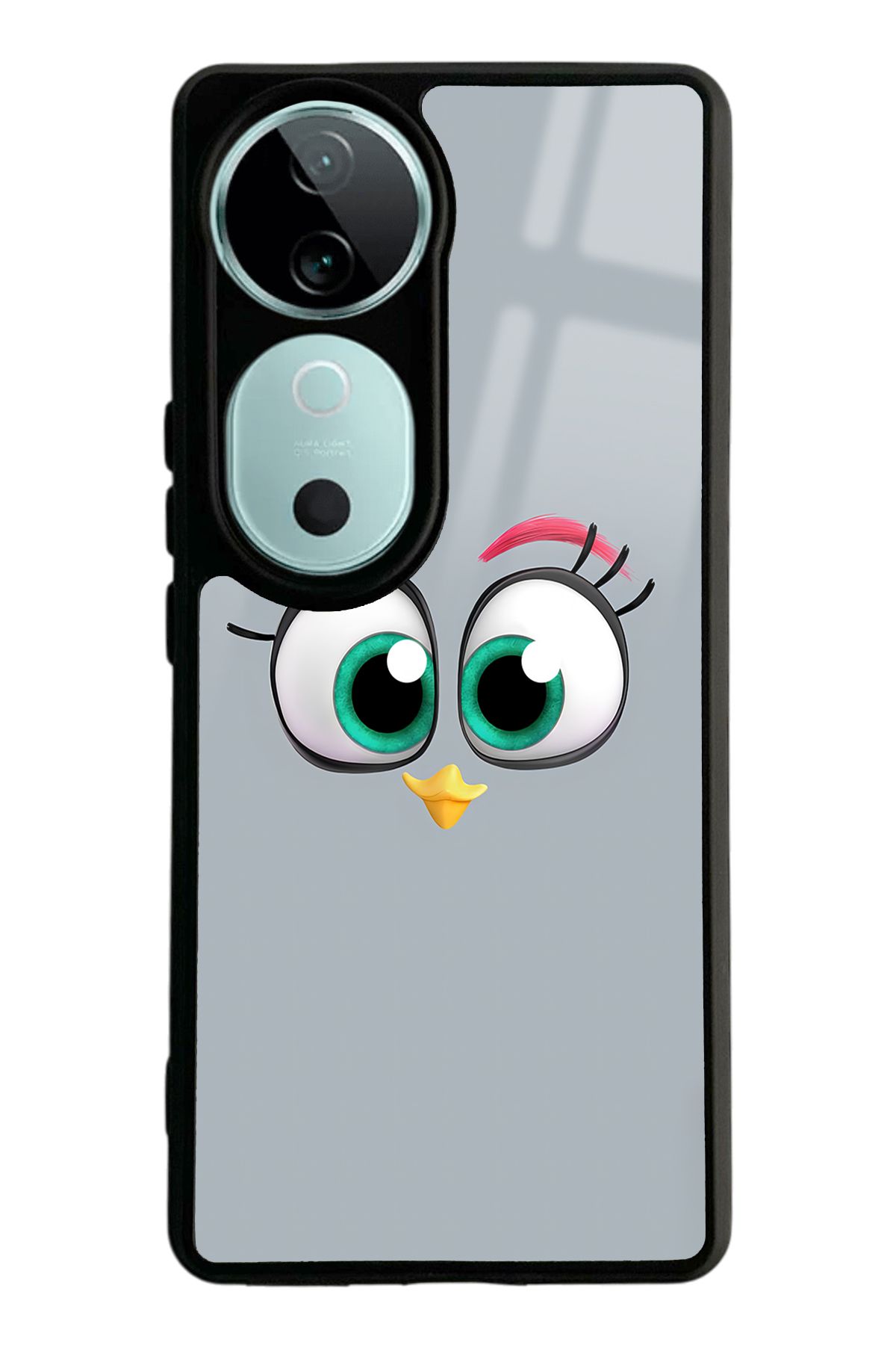 Spoyi Vivo V40 Grey Angry Birds Tasarımlı Glossy Telefon Kılıfı