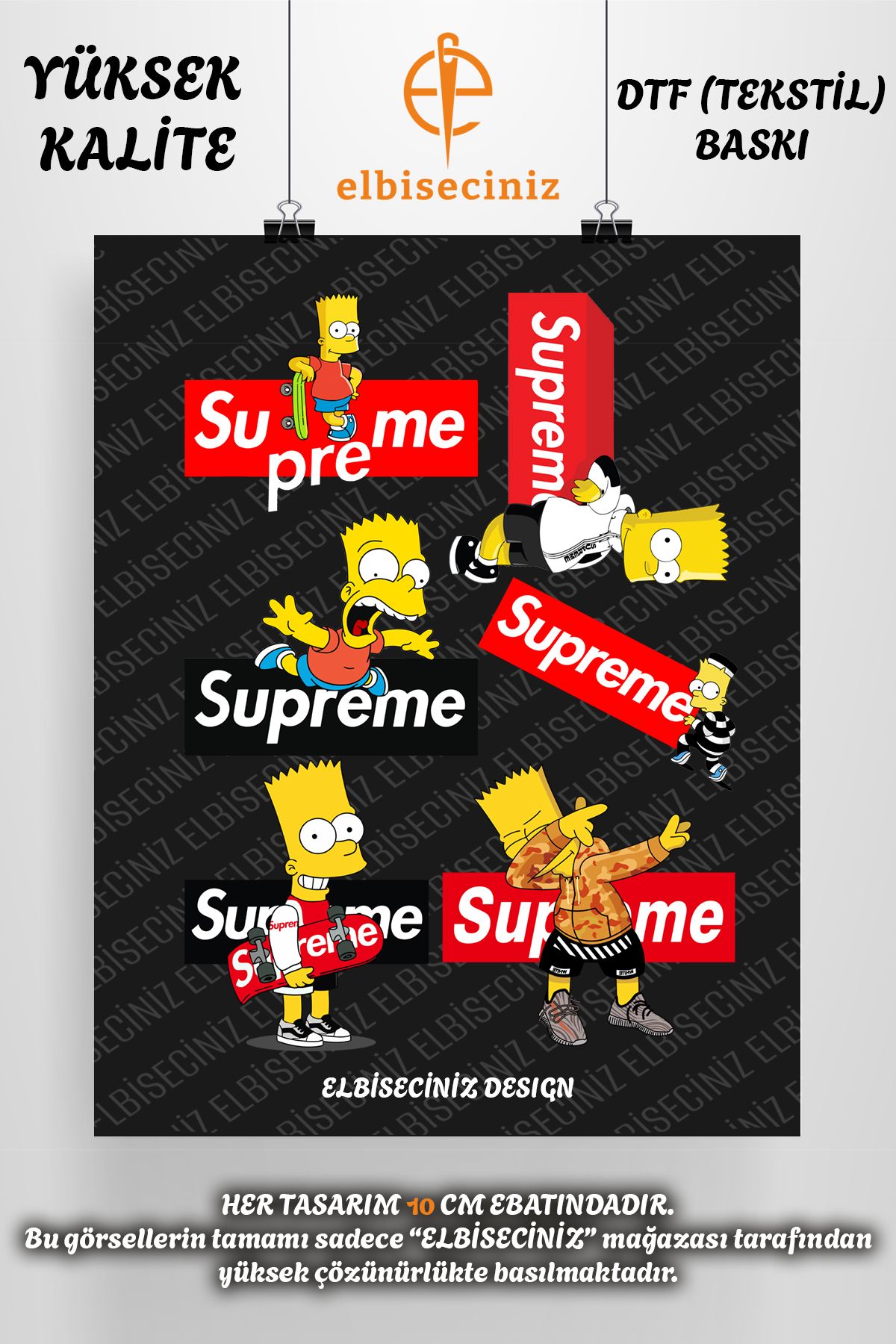 VİZYON İKRA "THE SIMPSONS BART" Temalı Premium DTF Tekstil Baskı ÜTÜ İLE KOLAYCA YAPIŞIR