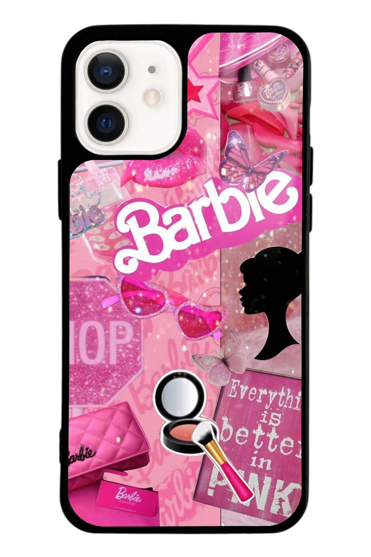 Spoyi iPhone 12 Barbie Make-Up Tasarımlı Glossy Telefon Kılıfı