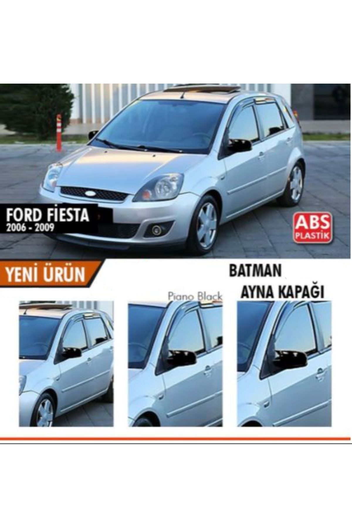 caralp Ford Fiesta 2006-2008 Batman Yarasa Ayna Kapağı Piano Black ABS Plastik