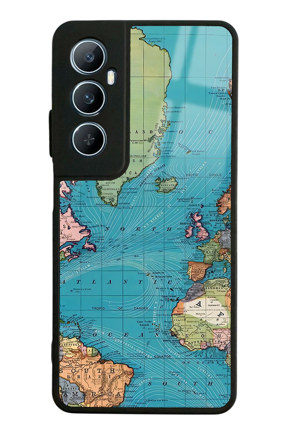 Spoyi Oppo Realme C65 Atlantic Map Tasarımlı Glossy Telefon Kılıfı