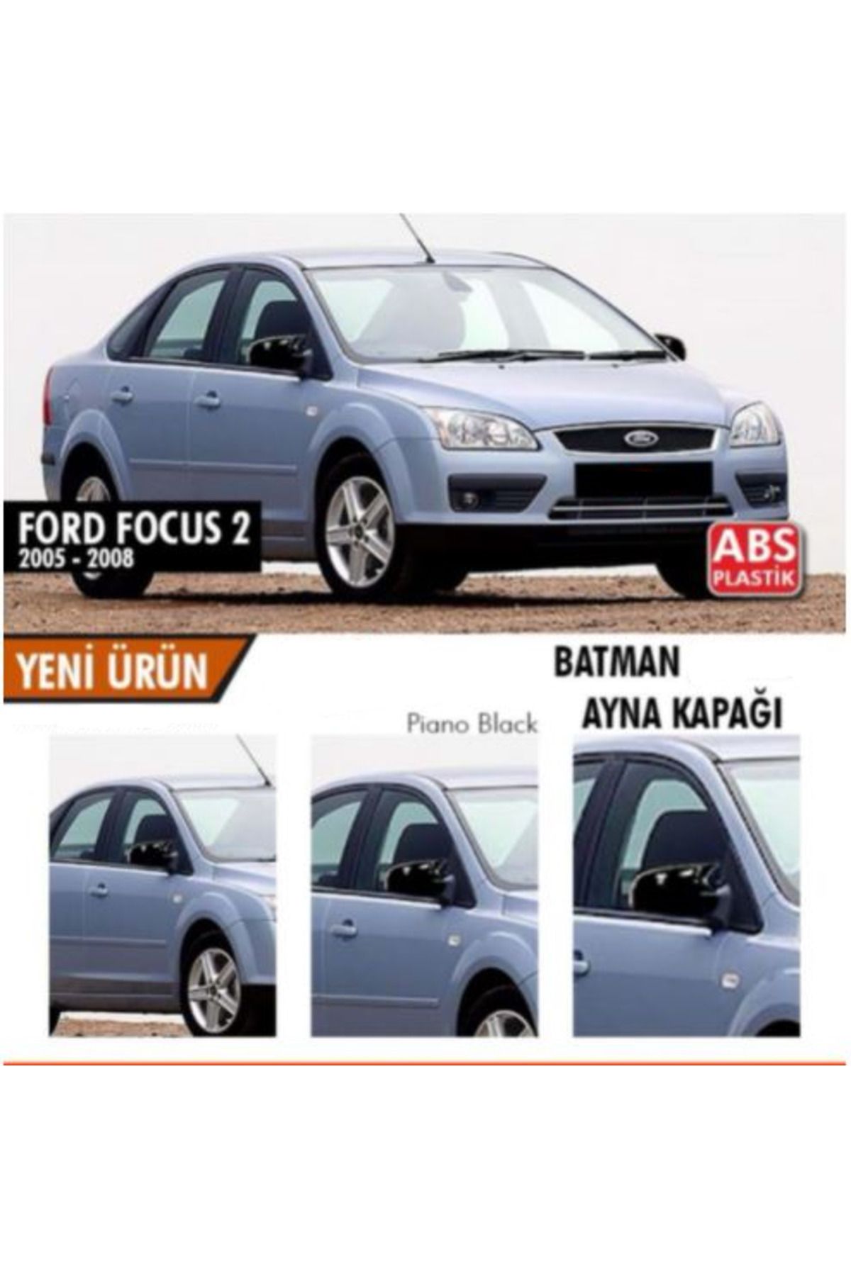 caralp Ford Focus 2 2004-2008 Batman Yarasa Ayna Kapağı Piano Black ABS Plastik