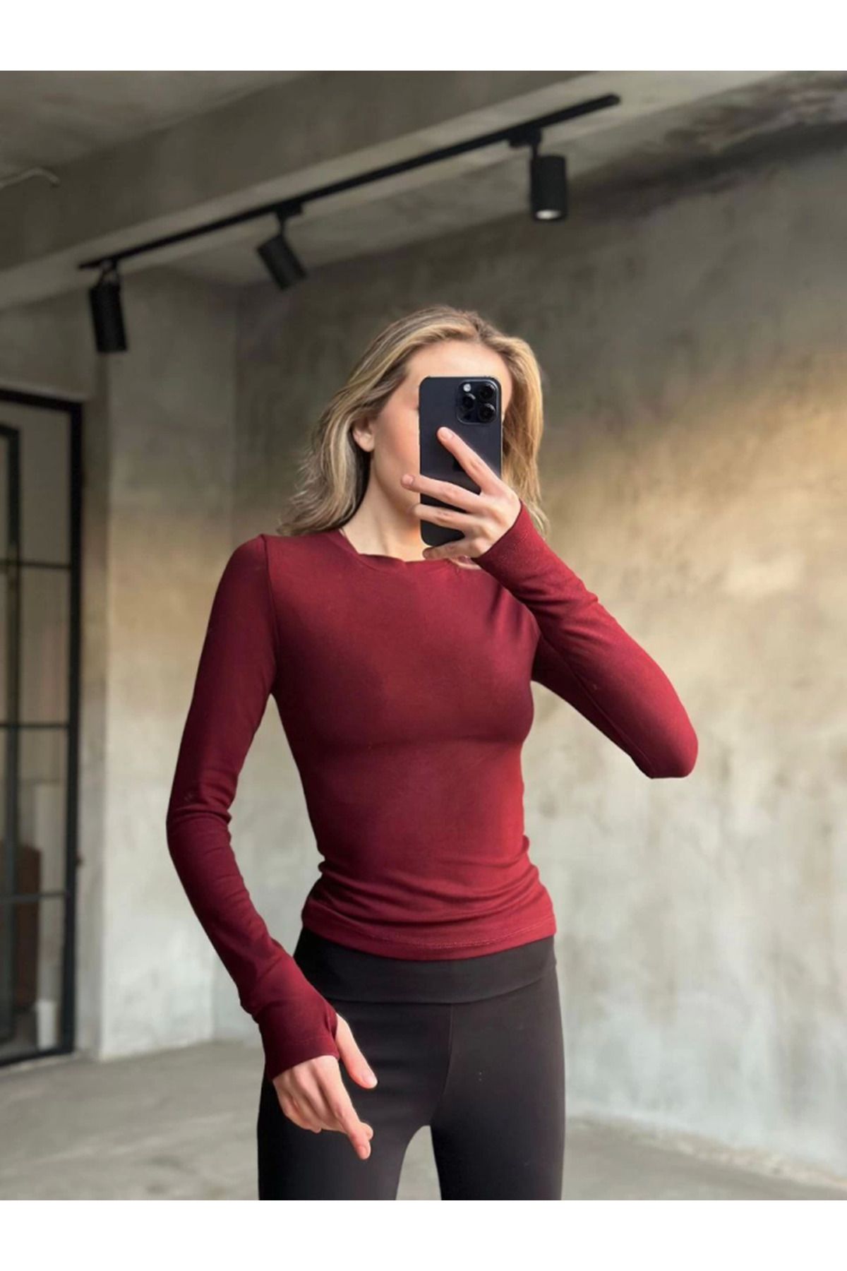 RKFashion Parmak Geçmeli Buzi Body - Bordo