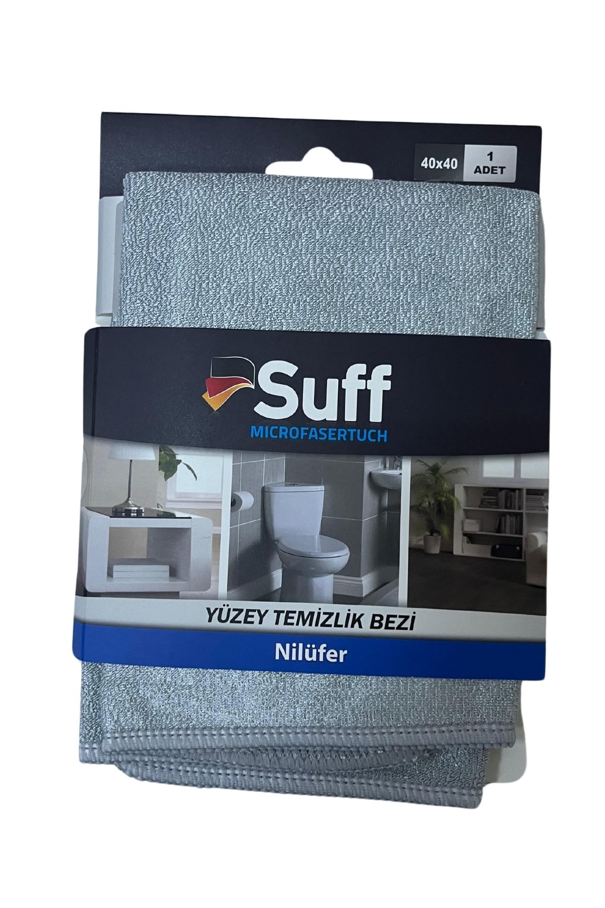 Suff Nilüfer Mikrofiber Yüzey Temizlik Bezi 40 x 40 cm, Gri