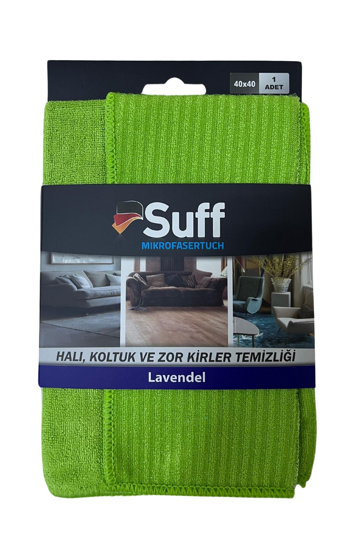 Suff Lavanta Mikrofiber Halı, Koltuk ve Zor Kirler Temizlik 40 x 40 cm, Yeşil