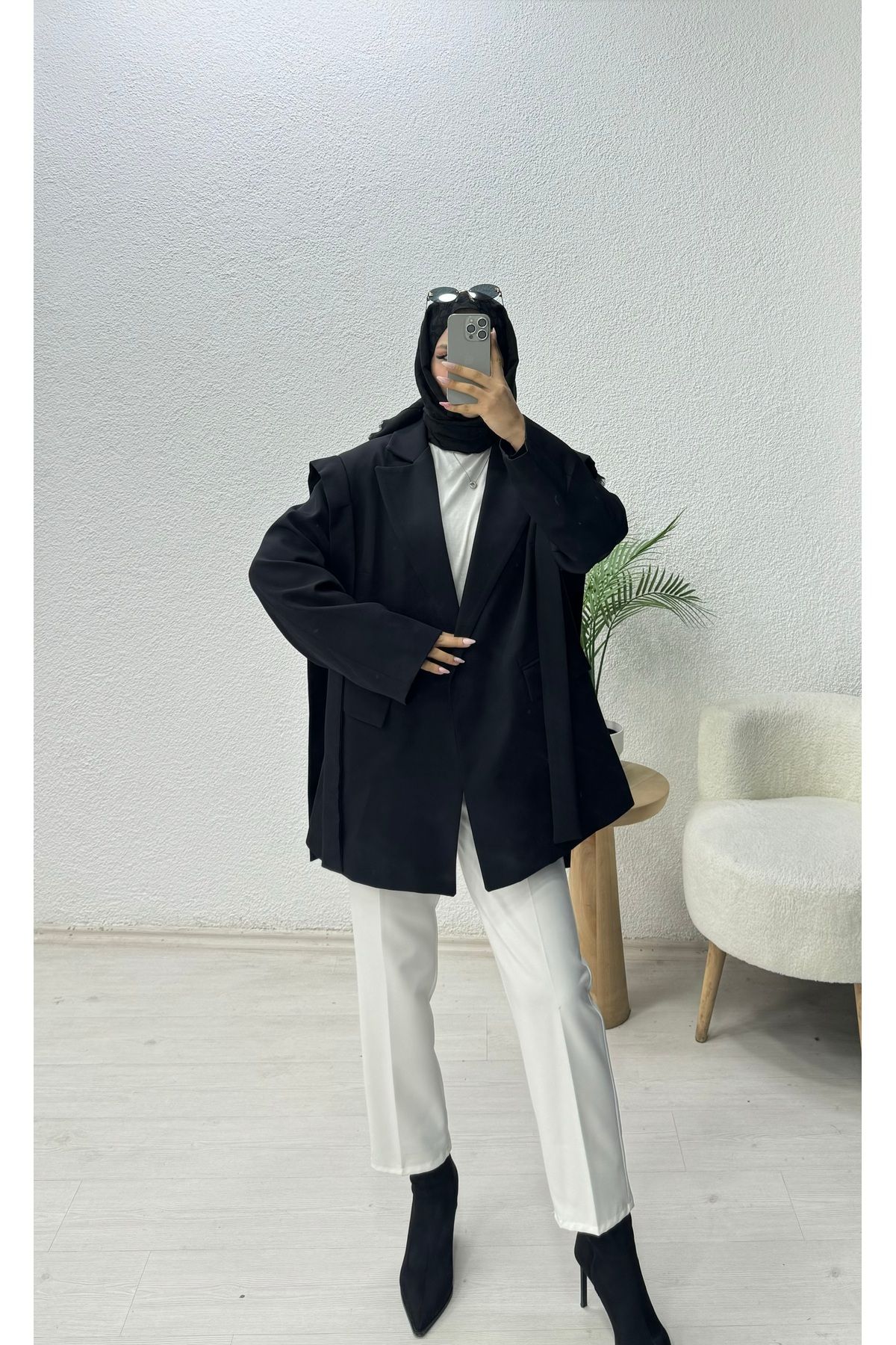 lurex moda-Blazer Jacket with Shoulder Belt 5