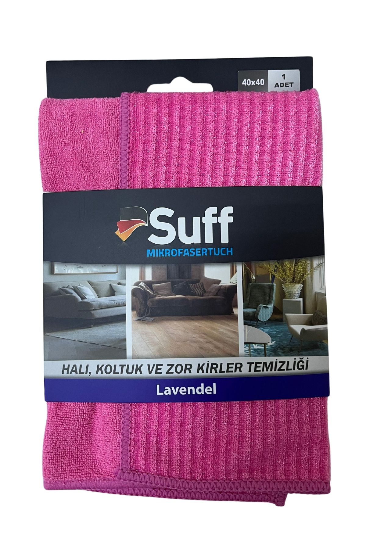 Suff Lavanta Mikrofiber Halı, Koltuk ve Zor Kirler Temizlik 40 x 40 cm, Pembe