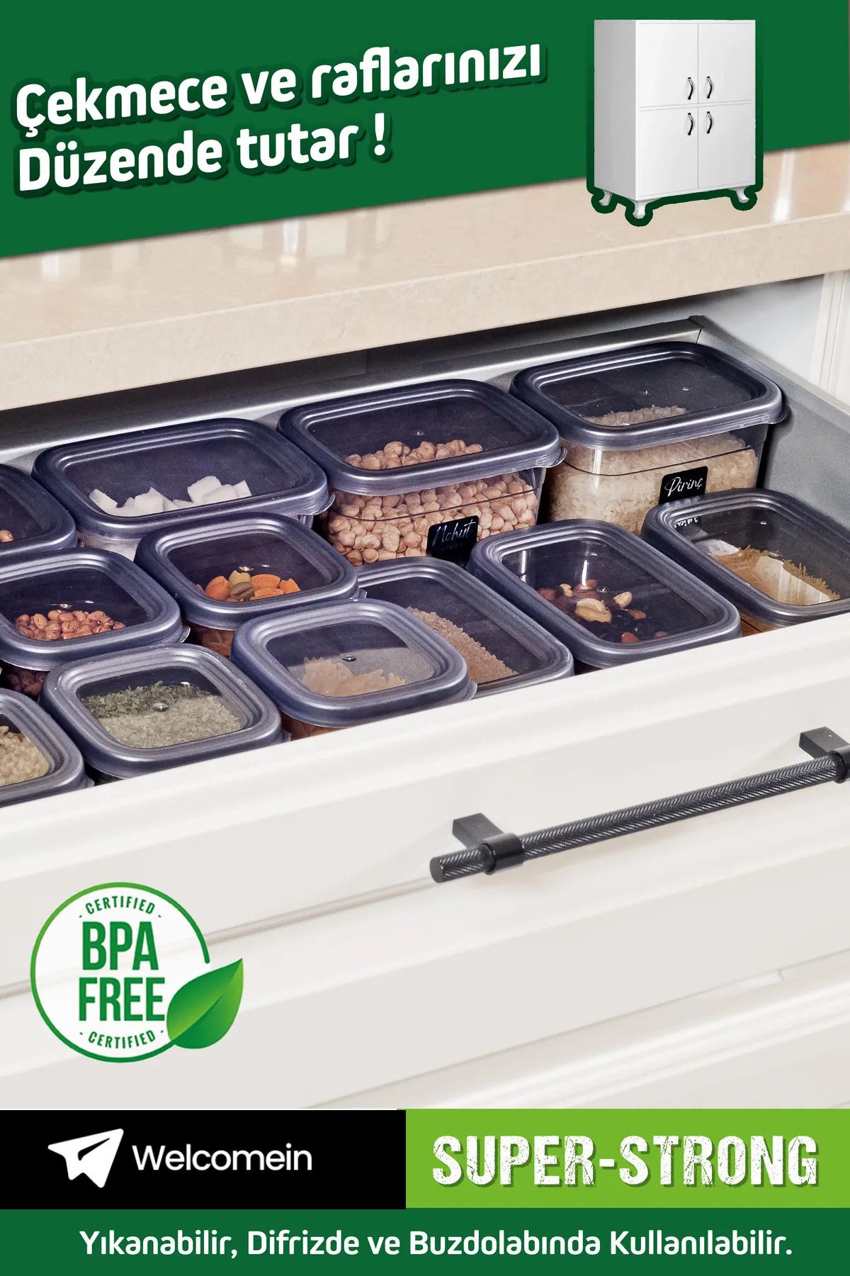 welcomein-12 Pieces 24 Pieces 550 Ml. 1200 Ml. 1750 Ml. Square Food Storage Container Set with Leak Proof Lid 4