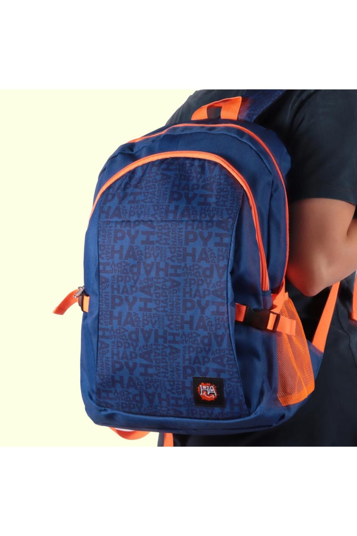 Biggdesign-Navy Blue Moods up Happy Laptop Backpack 5