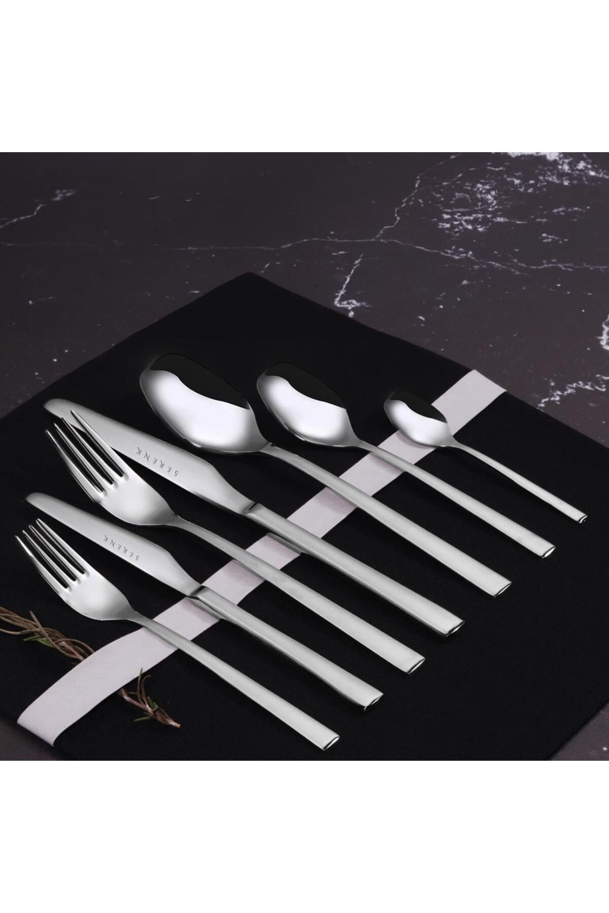 Serenk-New York Stahlgabel-Löffel-Messer-Set, 42-teilig, Premium-18/10-Edelstahlmaterial 3