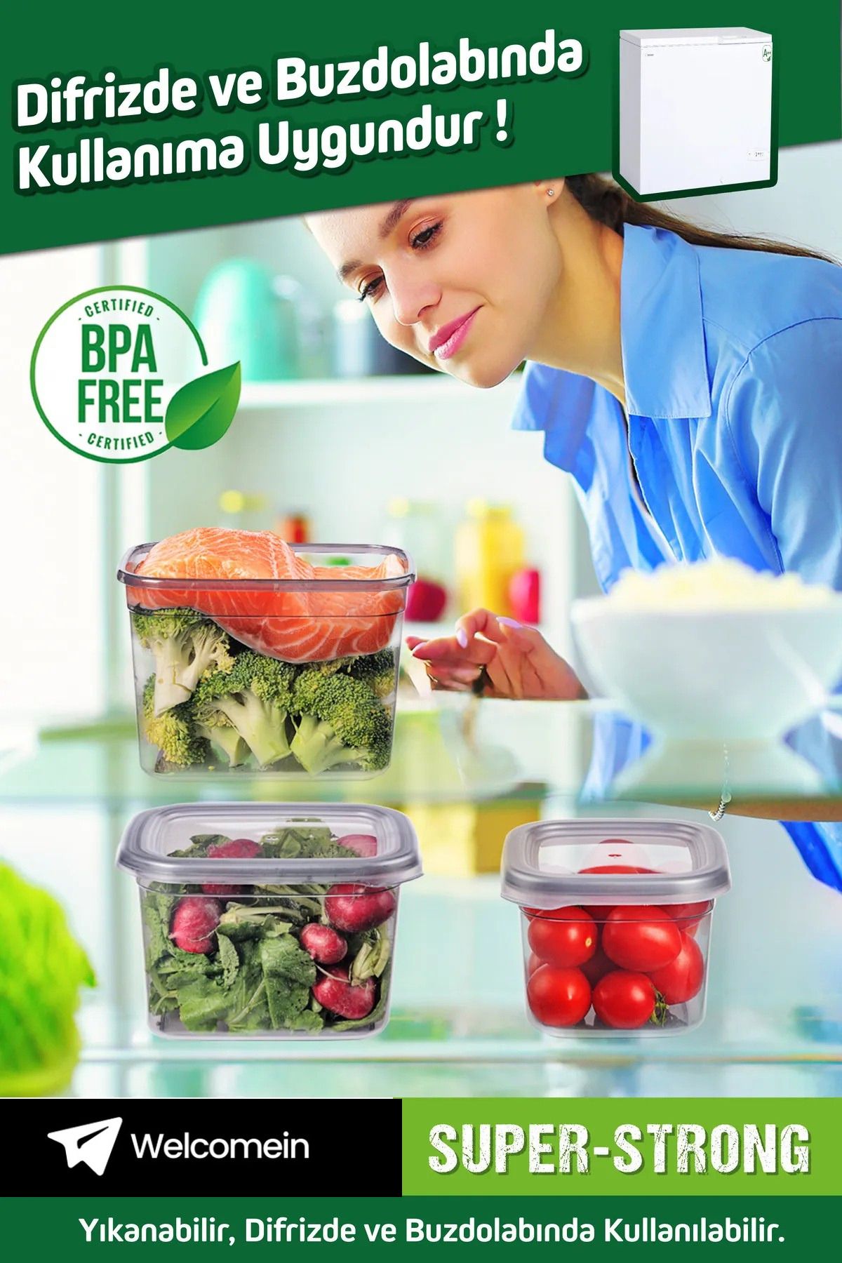 welcomein-12 Pieces 24 Pieces 550 Ml. 1200 Ml. 1750 Ml. Square Food Storage Container Set with Leak Proof Lid 6
