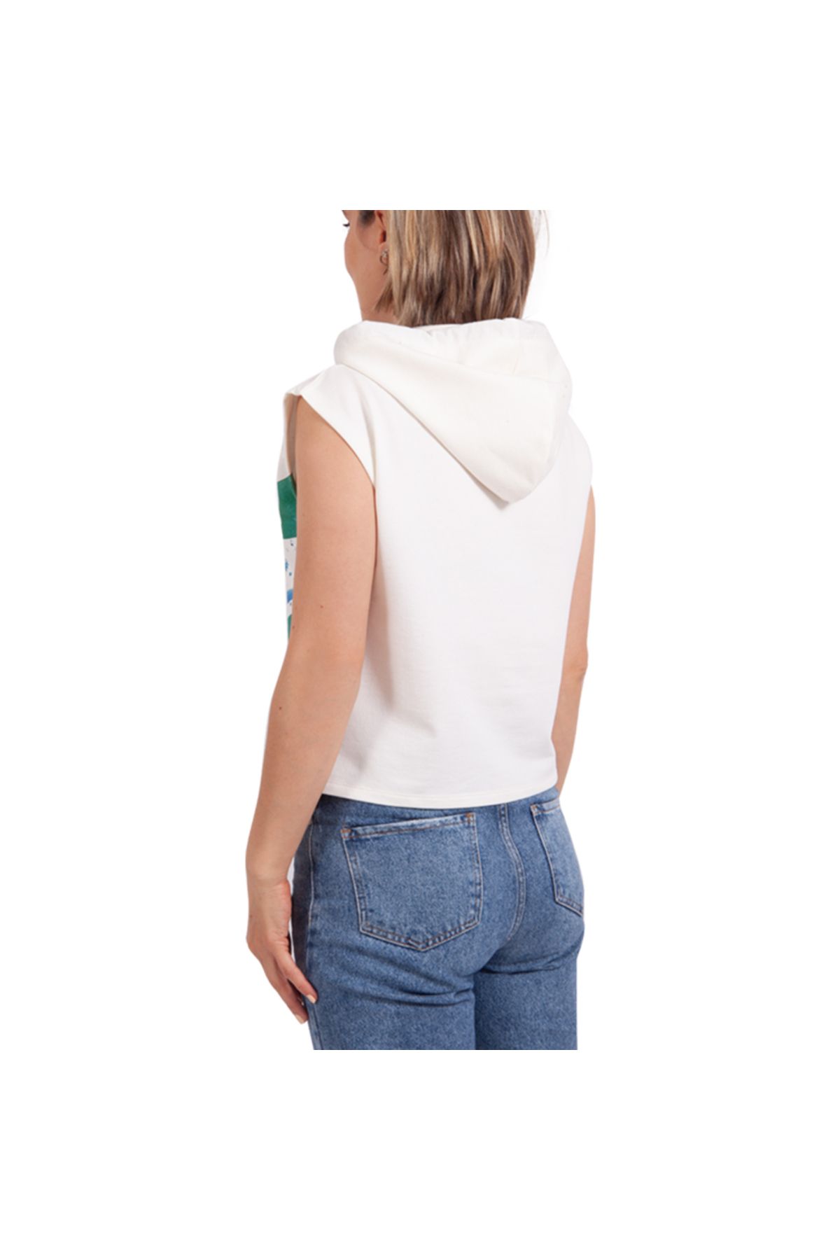 ANEMOSS-Wave Sleeveless Hooded White Women's Sweatshirt 6