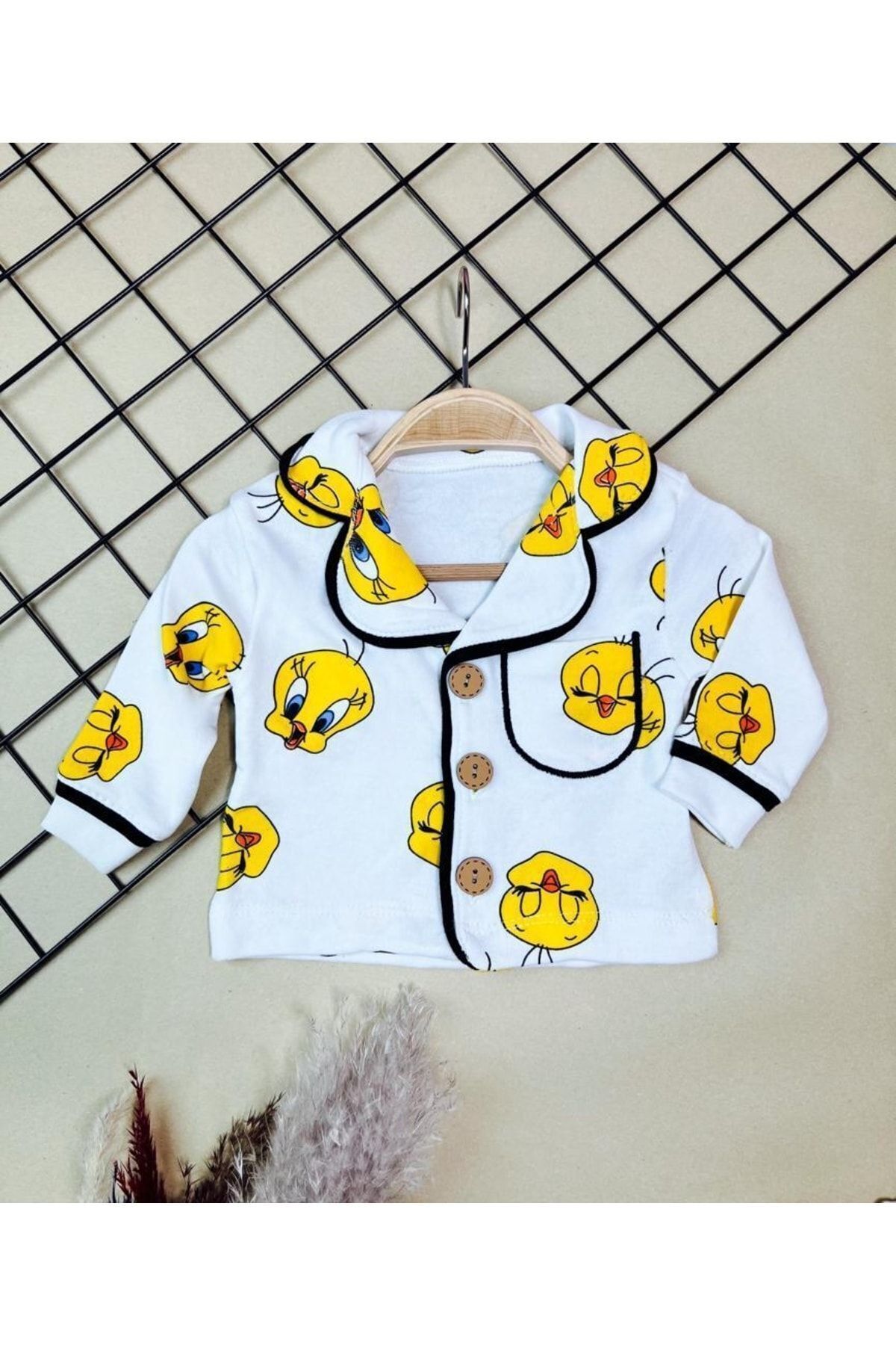 Sparrow Laurel-Tweety Printed Unisex Baby Nightgown Set - Front Buttoned Pajamas (6-24 Months) 7