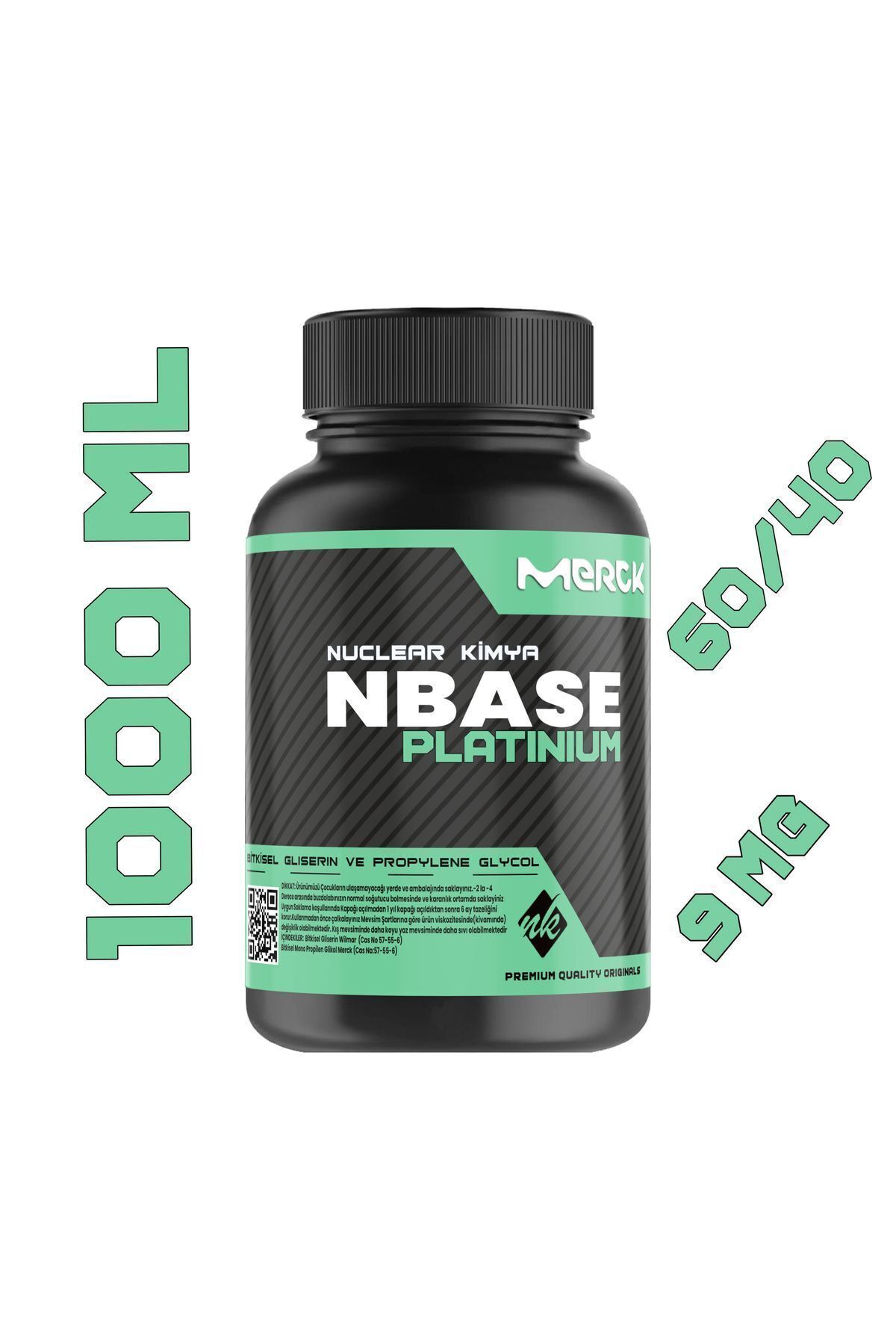 nuclear kimya Platinium Base 1 Litre Vg Pg 60-40 9 Mg/ml Bitkisel Gliserin Base E422