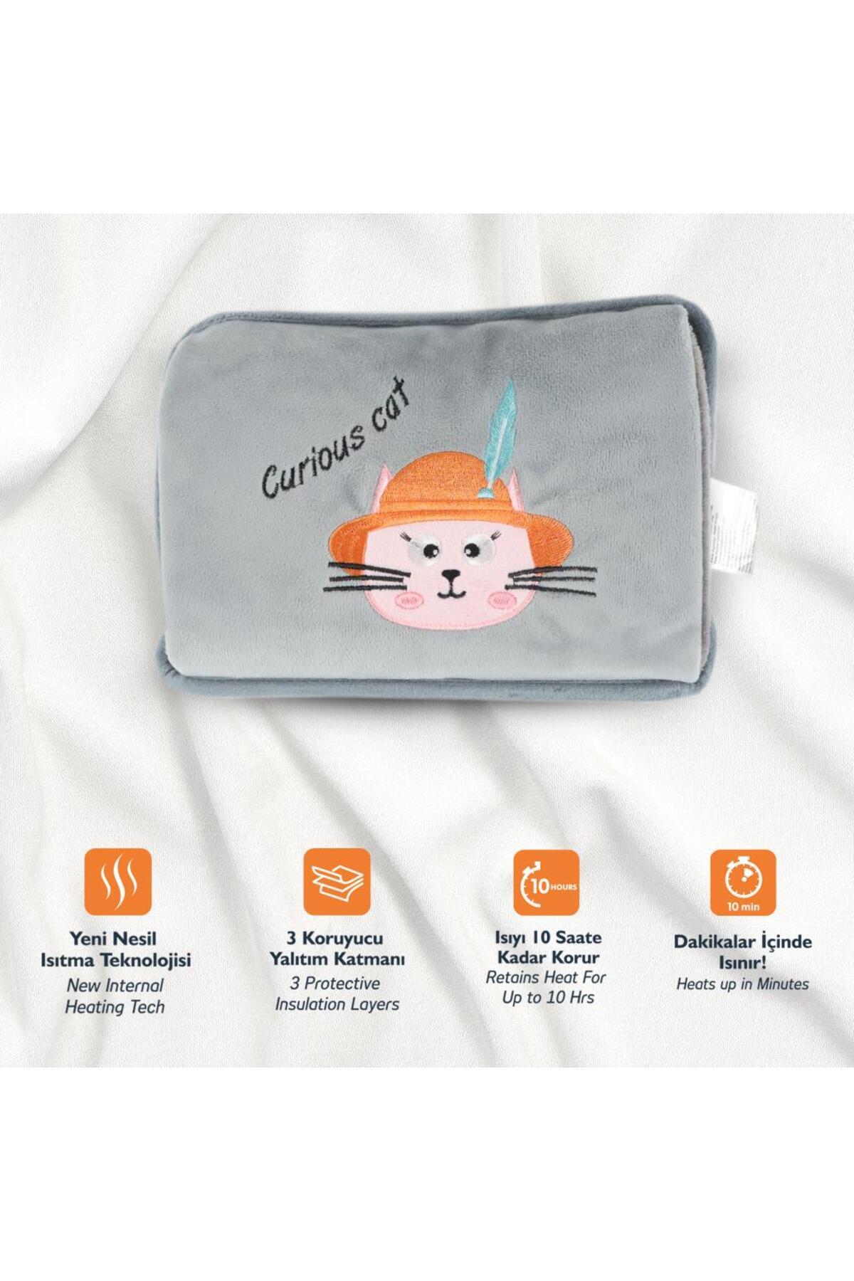 Biggdesign-Elektrischer Heißwasserbeutel „Cats Curious Cat“. 6