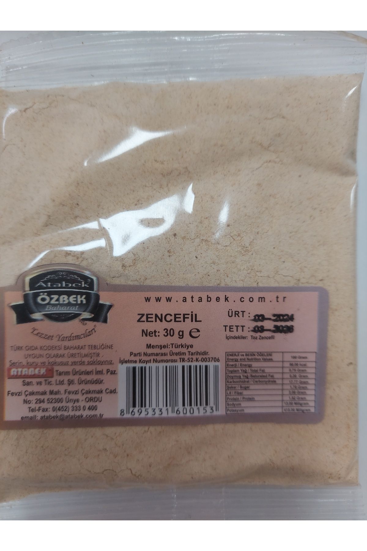 ÖZBEK Özbek Baharat Zencefil 30 Gr