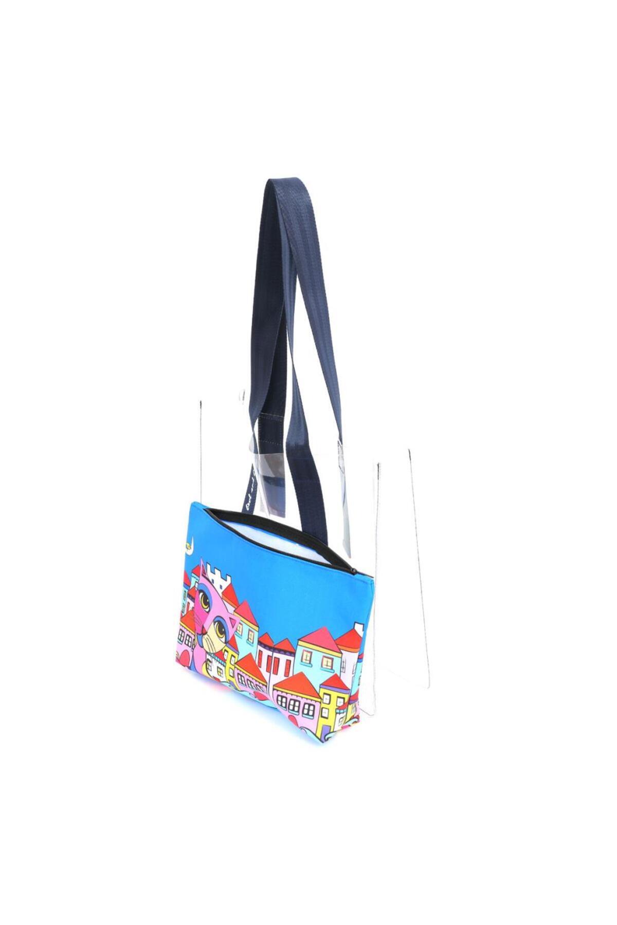Biggdesign Owl And City Şeffaf Alışveriş Ve Plaj Çantası görsel 2