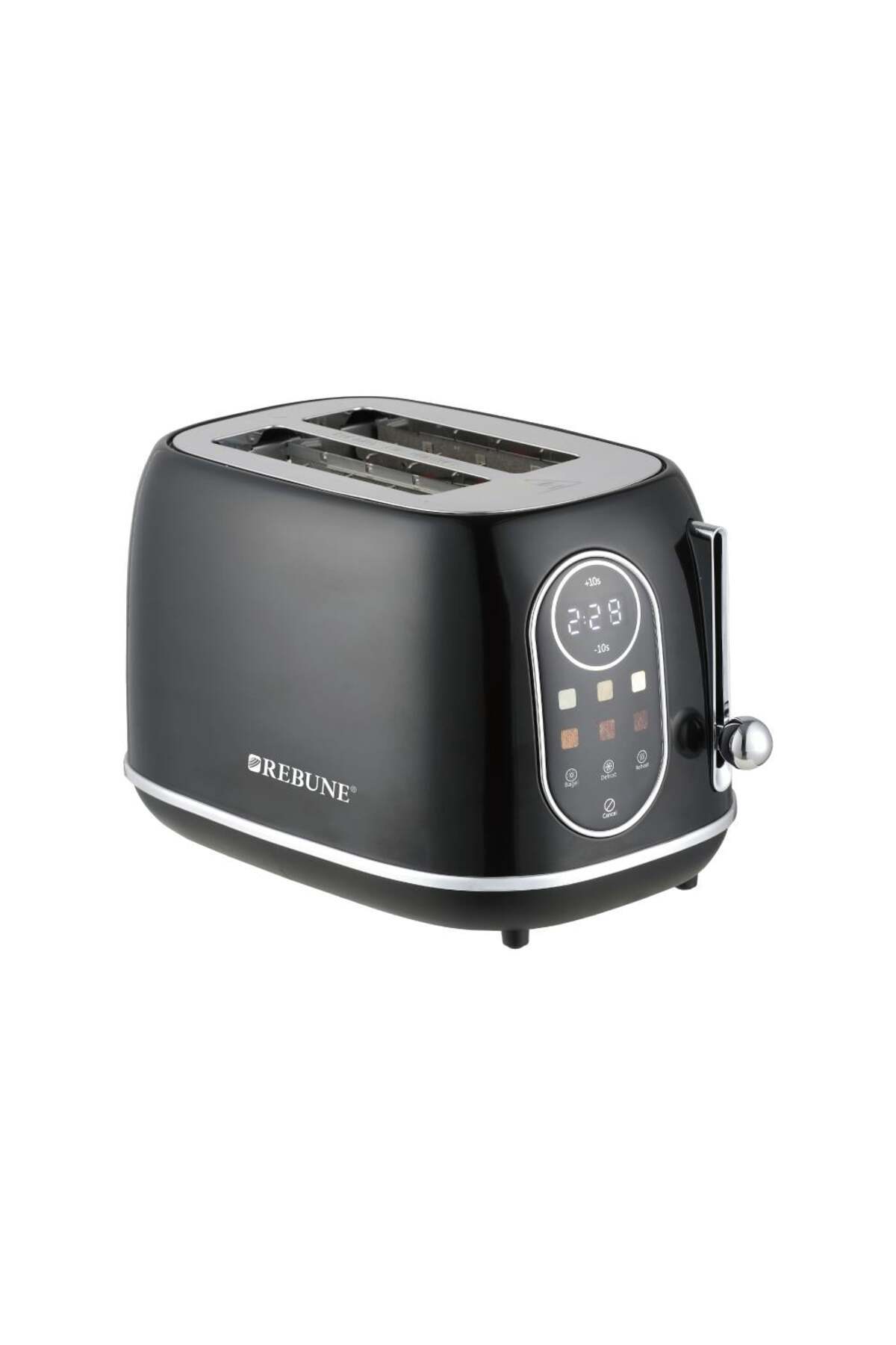 rebune-Smart 2 Slice Toaster, LED Display, Reheat, Defrost, 6 Levels, 800W. 2