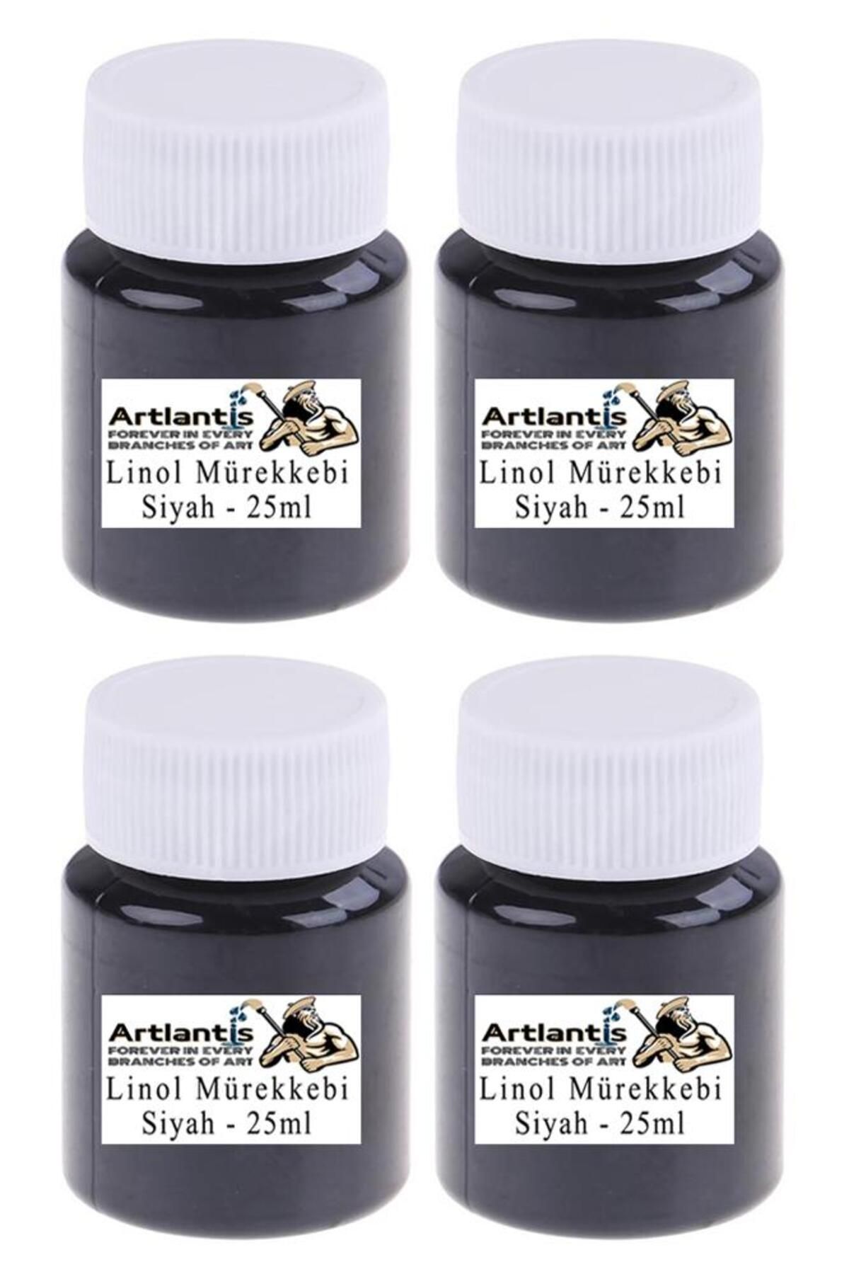 Artlantis Linol Mürekkebi Siyah 25 ml 4 Adet Linol Baskı Mürekkebi Blok Baskı Sanat Hobi