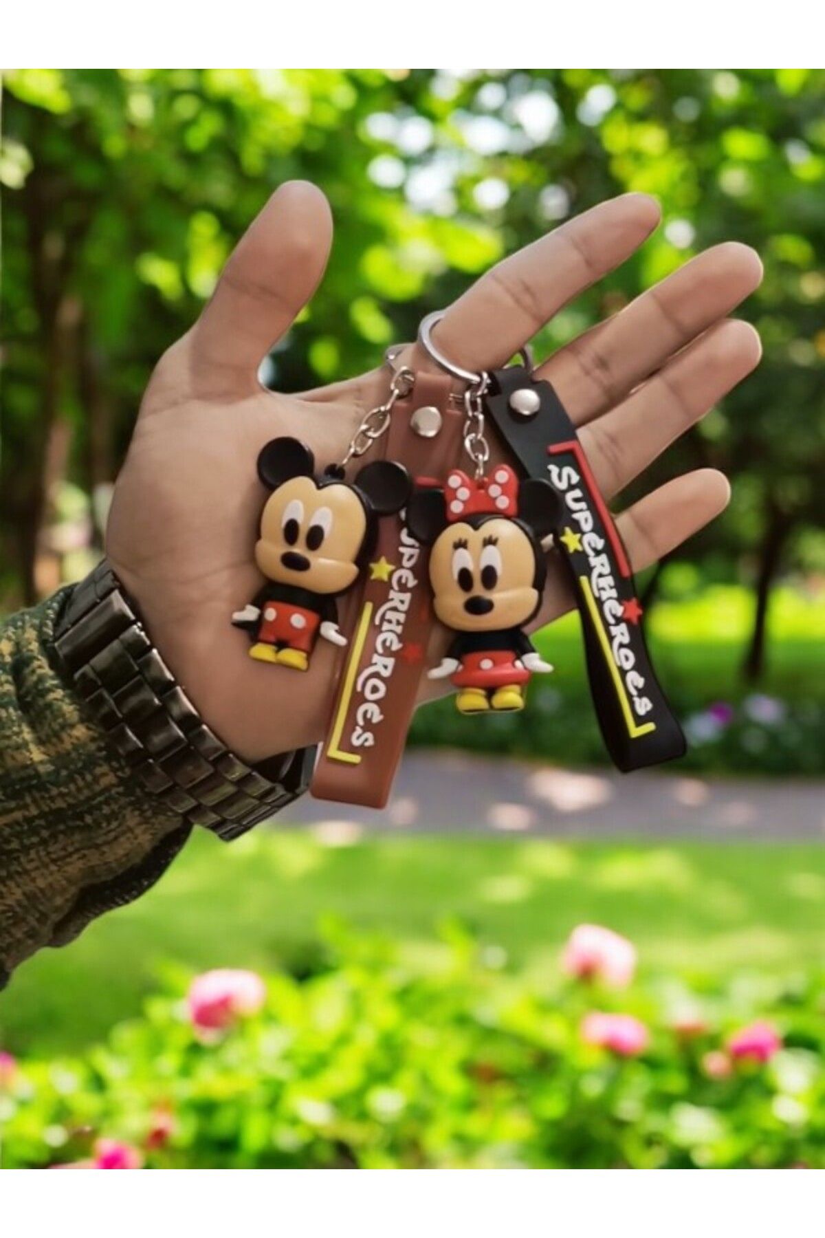 ADURĞUT 2 Adet Sevimli Minnie Ve Mickey Mause Çift Anahtarlık Ve Çanta Aksesuar Sevgili Hediyelik