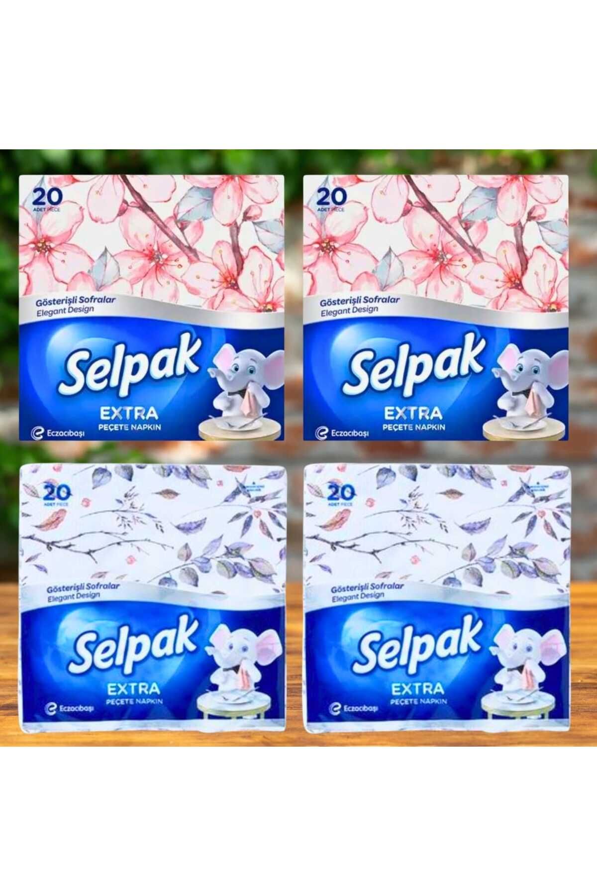 Selpak Extra Çiçek Desenli Peçete 20 Yaprak Peçete 4'lü set