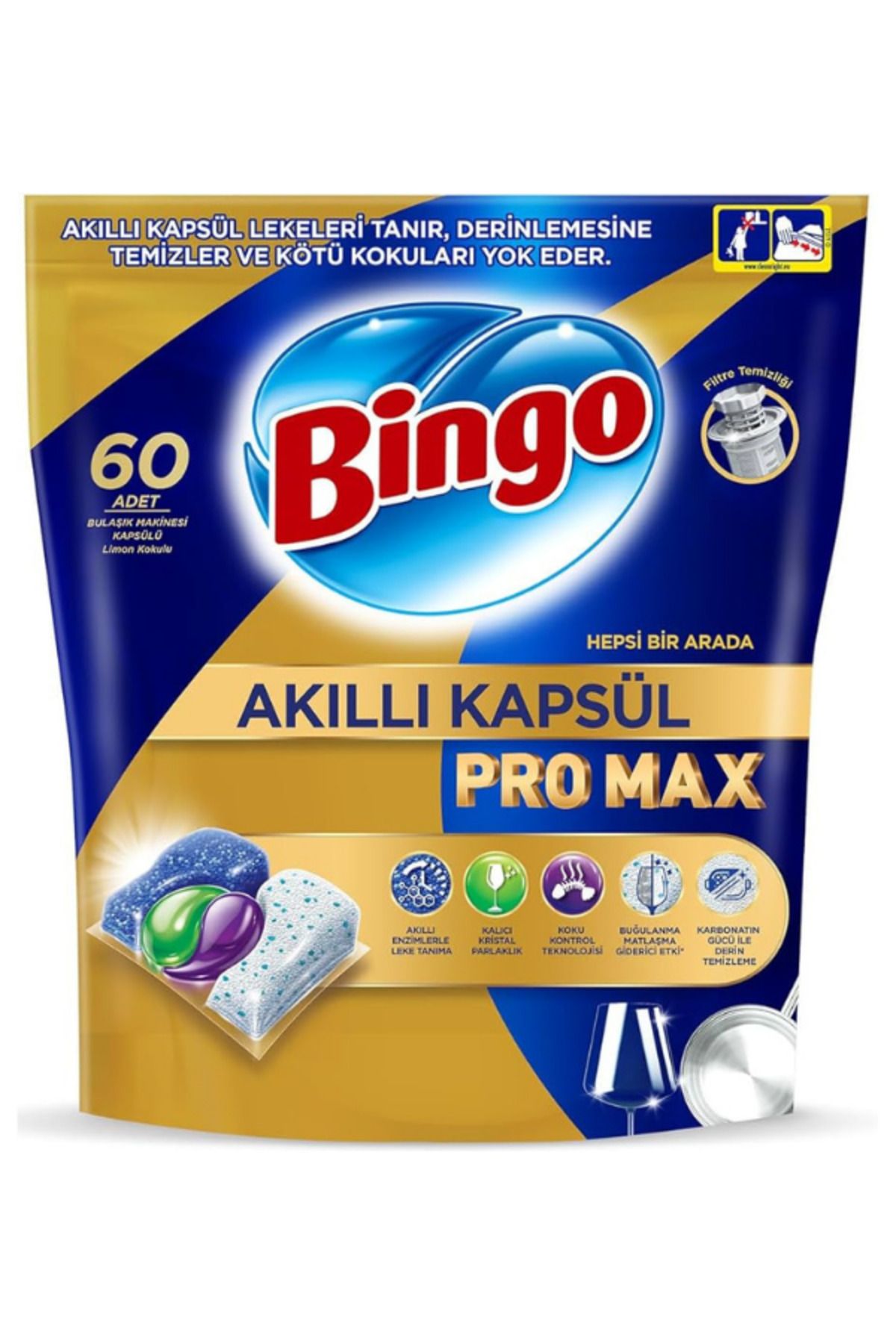 Bingo Akıllı Kapsül Pro Max Bulaşık Makinesi Deterjanı Tableti 60'lı