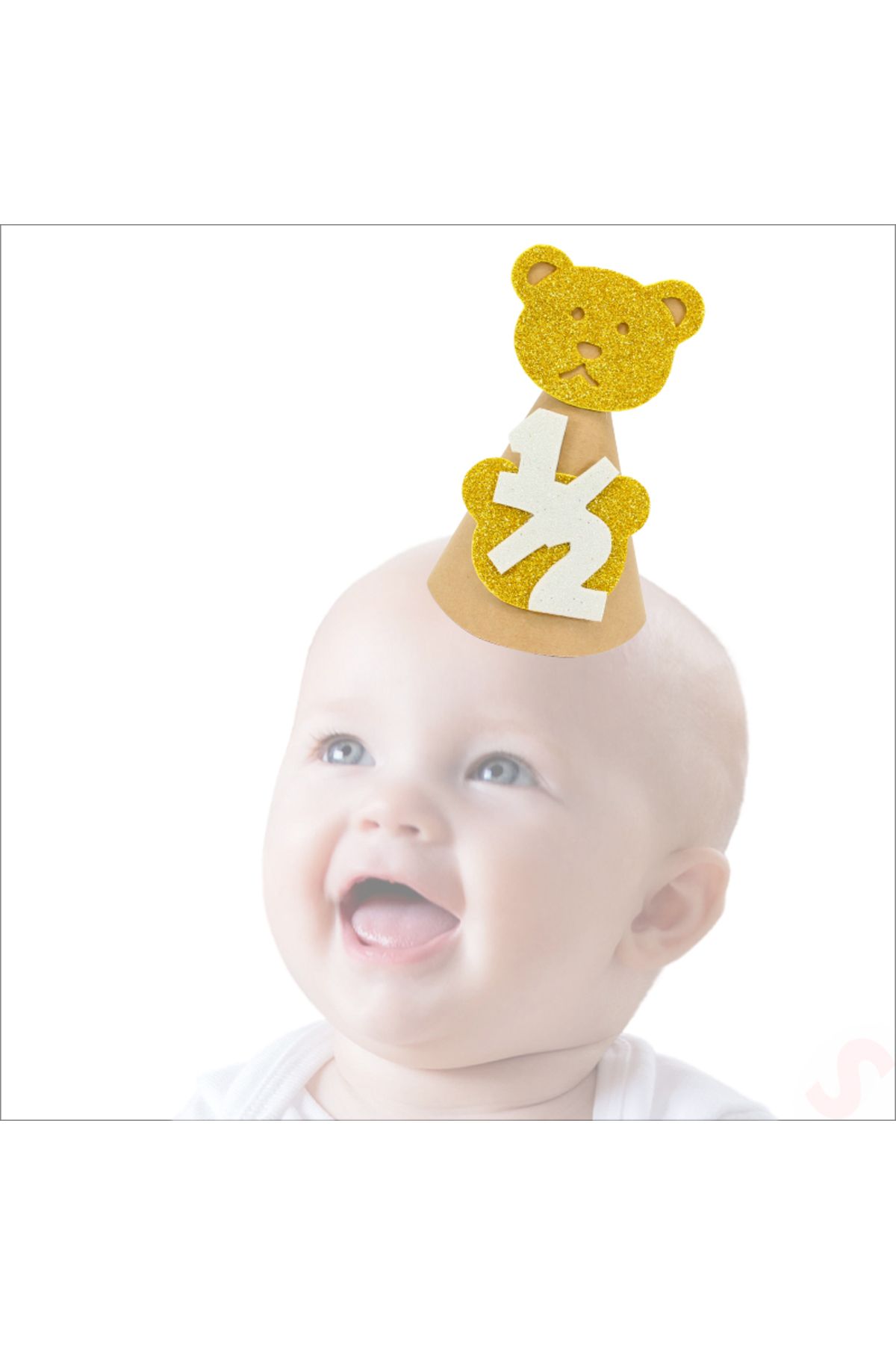 Süsle Baby Party 1/2 Yarım Yaş Kraft Külah Şapka - Altın