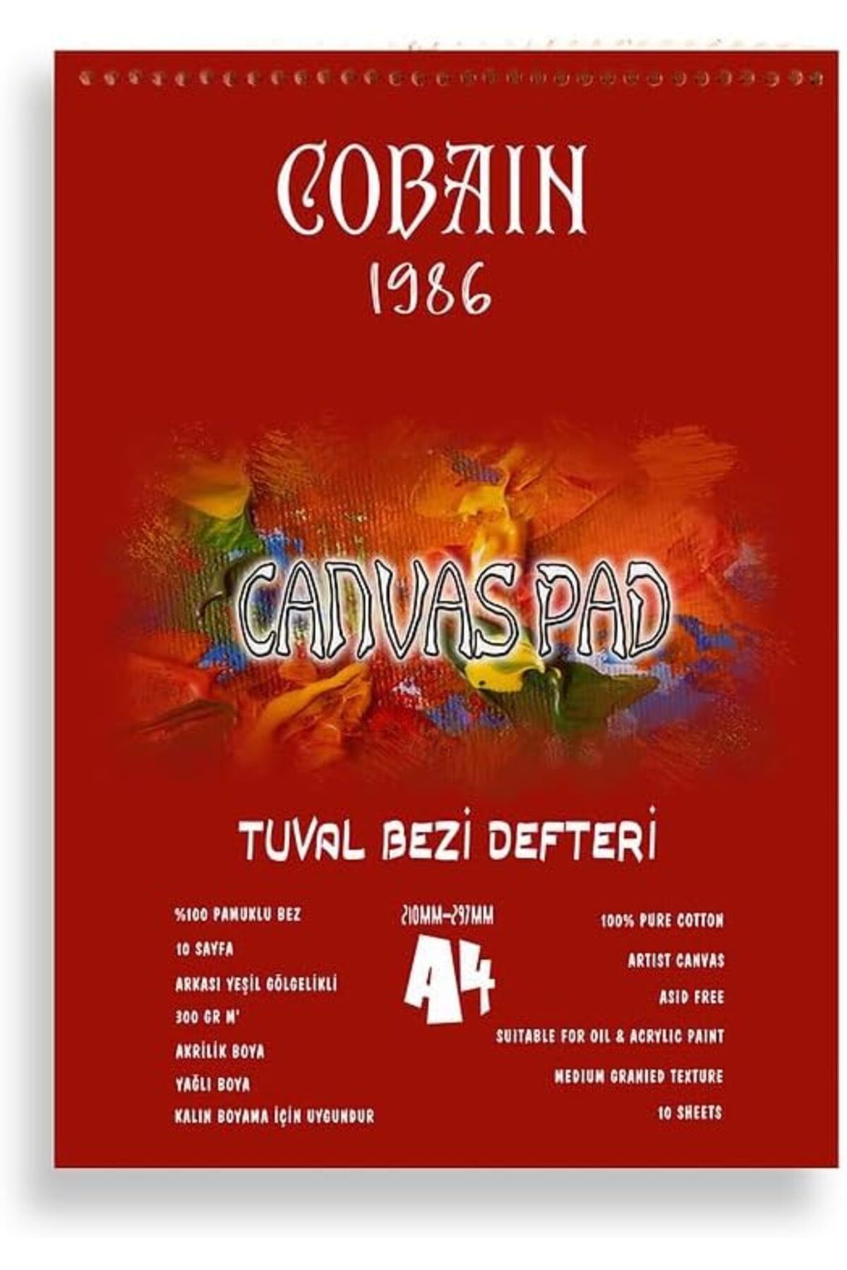 NcK sanat taha demir Cobain 1986 Tuval Bezi Defteri Akrilik Defteri Yağlıboya Defteri Guaj Defteri (A5)