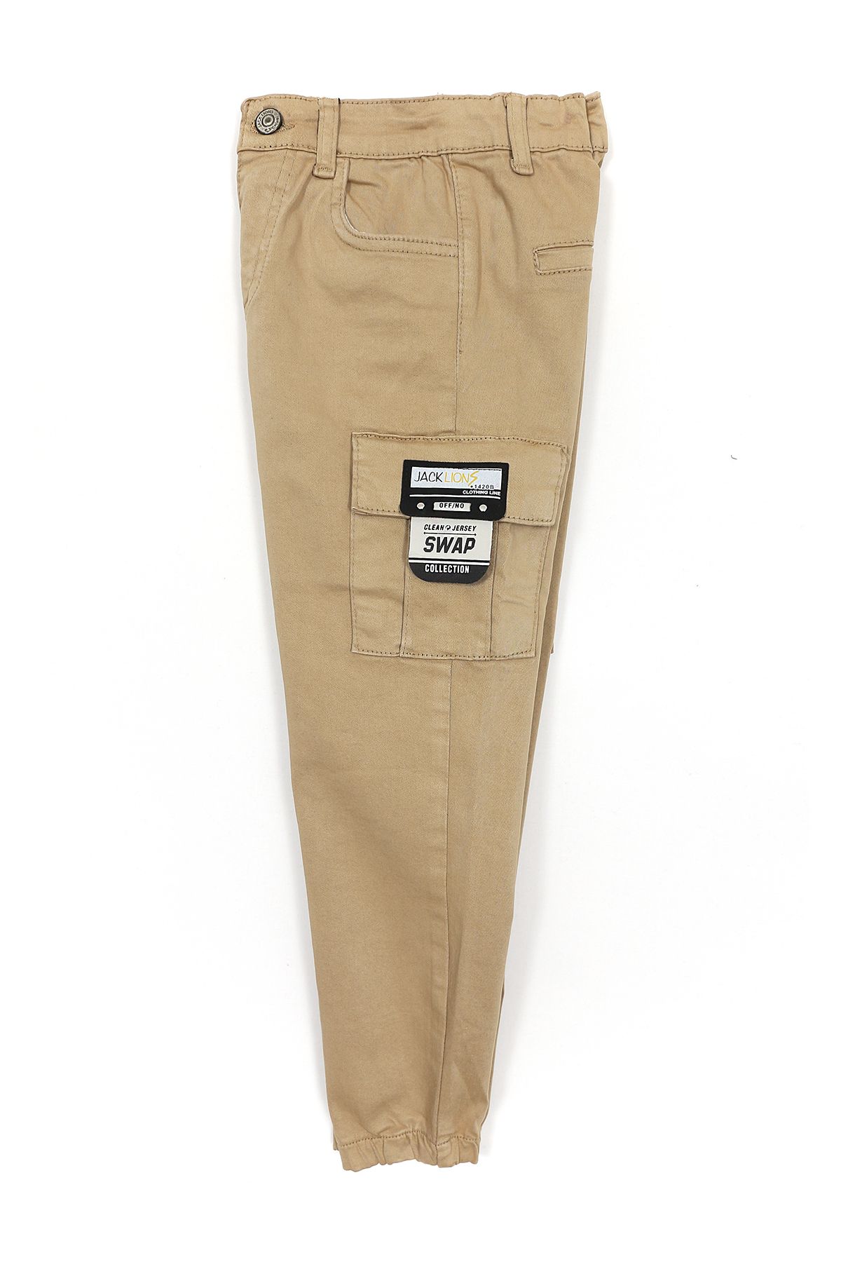 DobaKids-Boys Gabardine Jogger Pants - Cargo Pocket, Camel 2