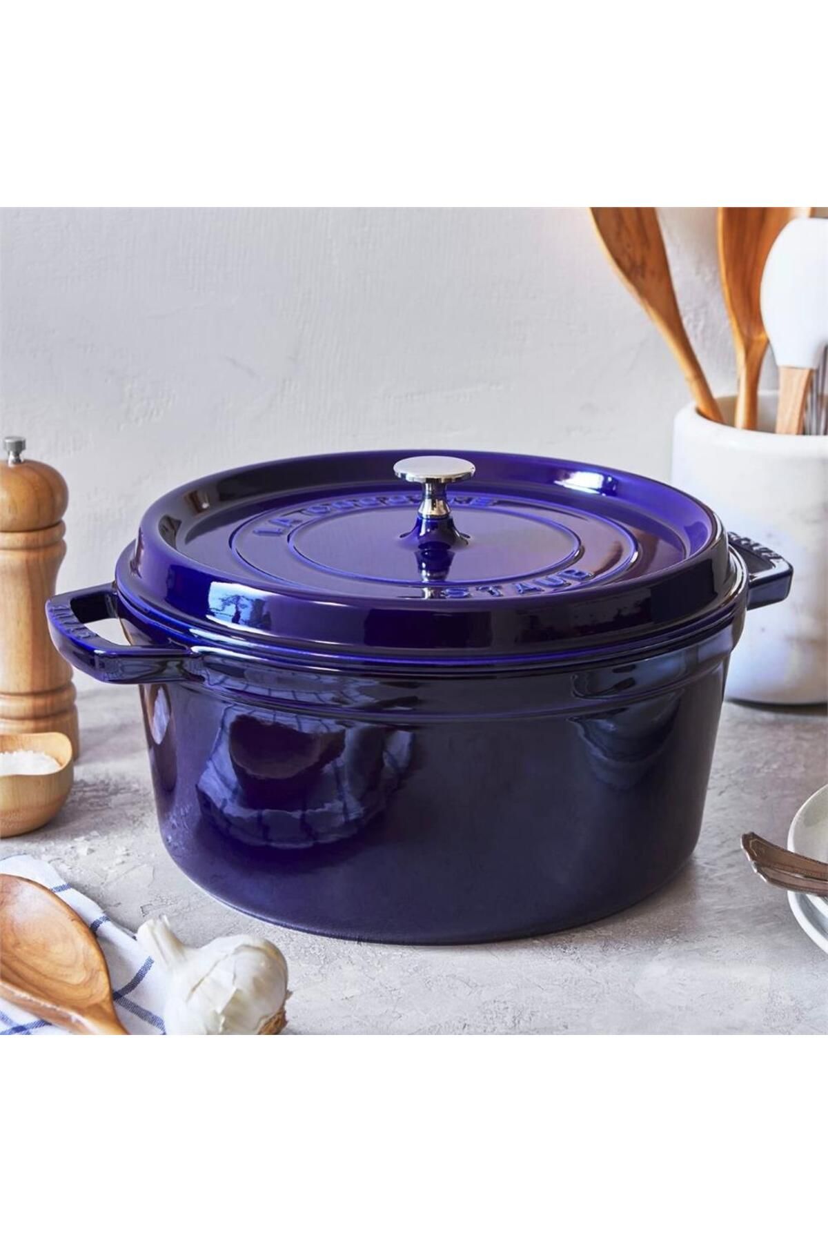 STAUB-وعاء La Cocotte باللون الأزرق الداكن مقاس 28 سم 3