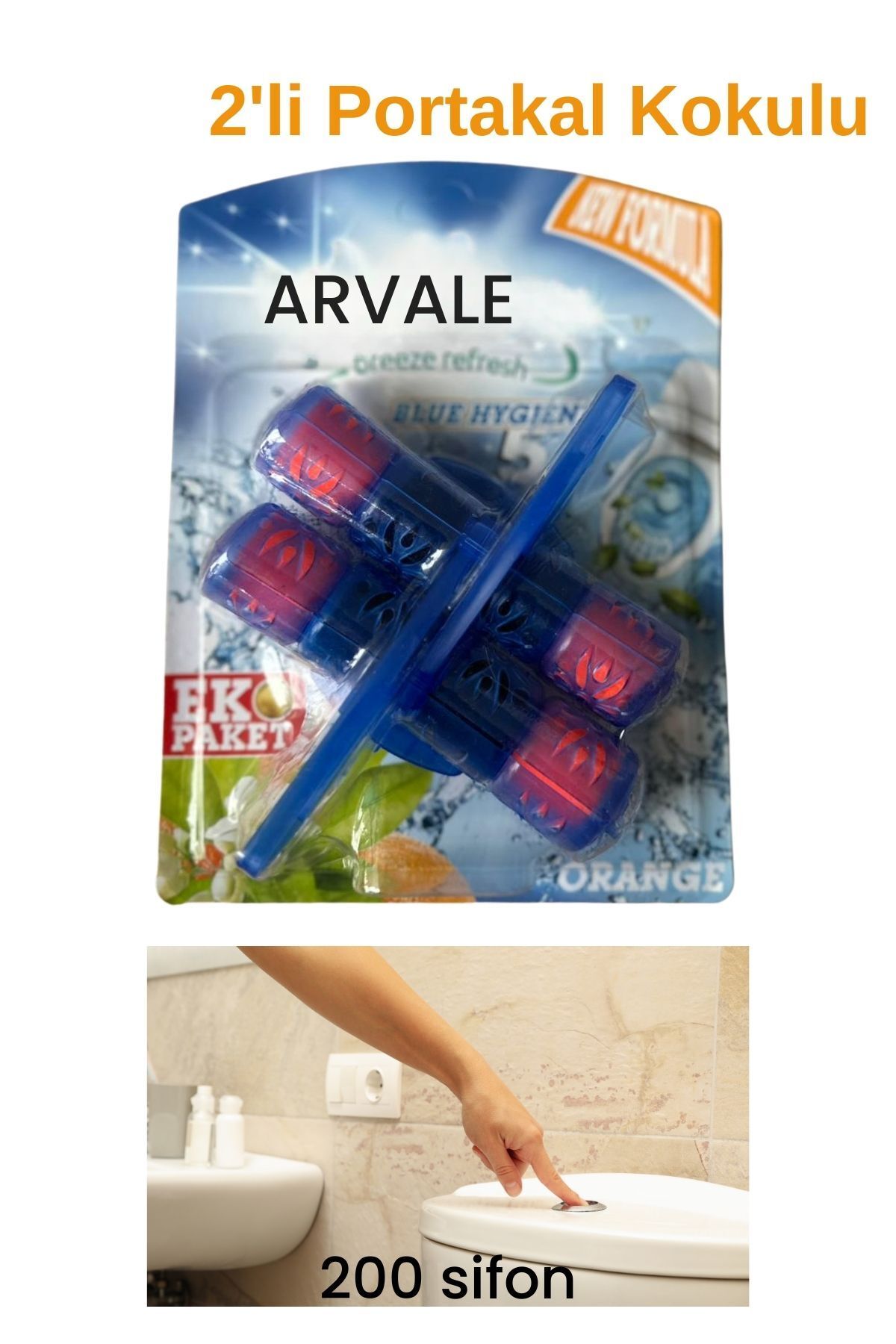 ARVALE 2'li Portakal Kokulu Wc Bloğu | 2 x 50 gr