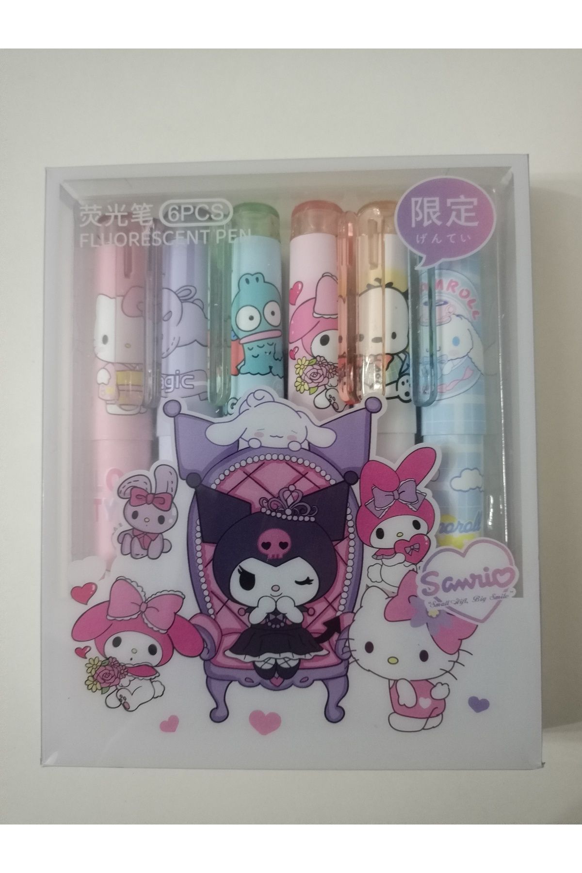 SANRIO Kuromi Sanrio Friends 6 Lı Klipsli Fosforlu Kalem Seti