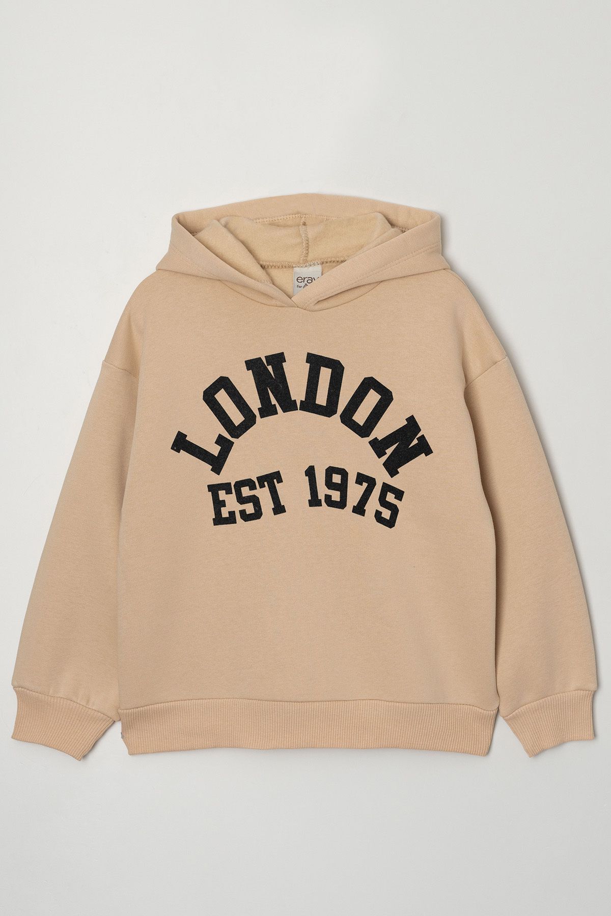 Eray Kids-Plain Text Printed Hooded Sweatshirt for Girls 1