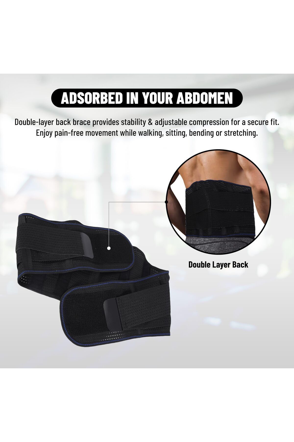 Endless-Lumbar Straps for Lower Back Pain Relief with 6 Stays | Black | Material: Acrylonitrile 4