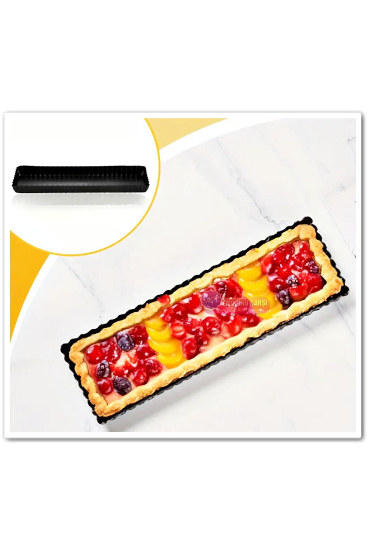 öztürkler Dikdörtgen Altı Çıkabilen Teflon Tart Kalıbı 35cm x 10,5 cm