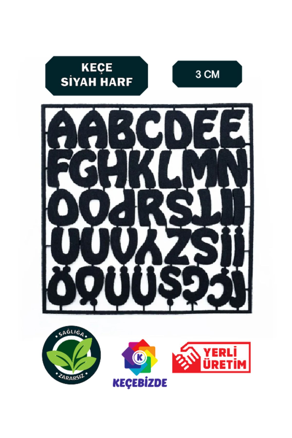 KeçeBizde KEÇEDEN HARF 3 CM - SİYAH