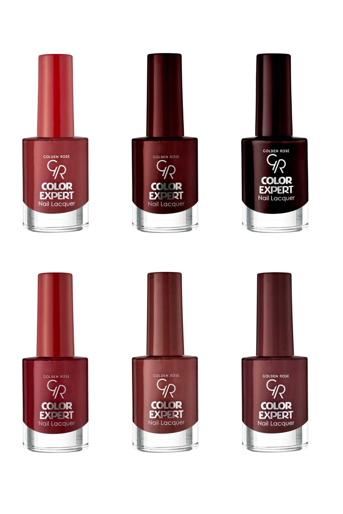 Golden Rose 6'lı Color Expert Nail Lacquer Geniş Fırçalı Kırmızı Tonları Oje Seti (26-34-36-77-79-105)