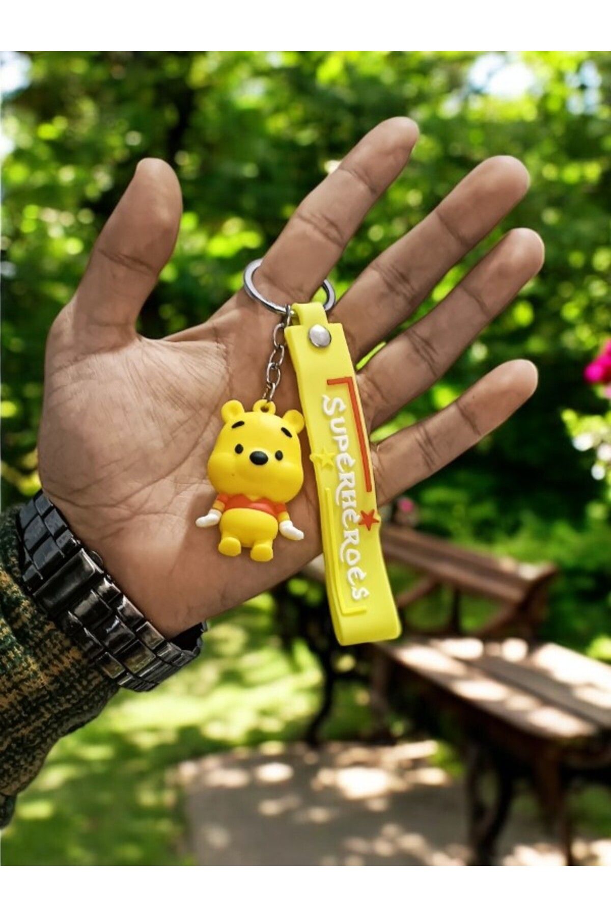 ADURĞUT 3D Büyük Boy Lüks Winnie Pooh Ayıcık Anahtarlık Ve Çanta Aksesuarı Sevgili Hediyelik