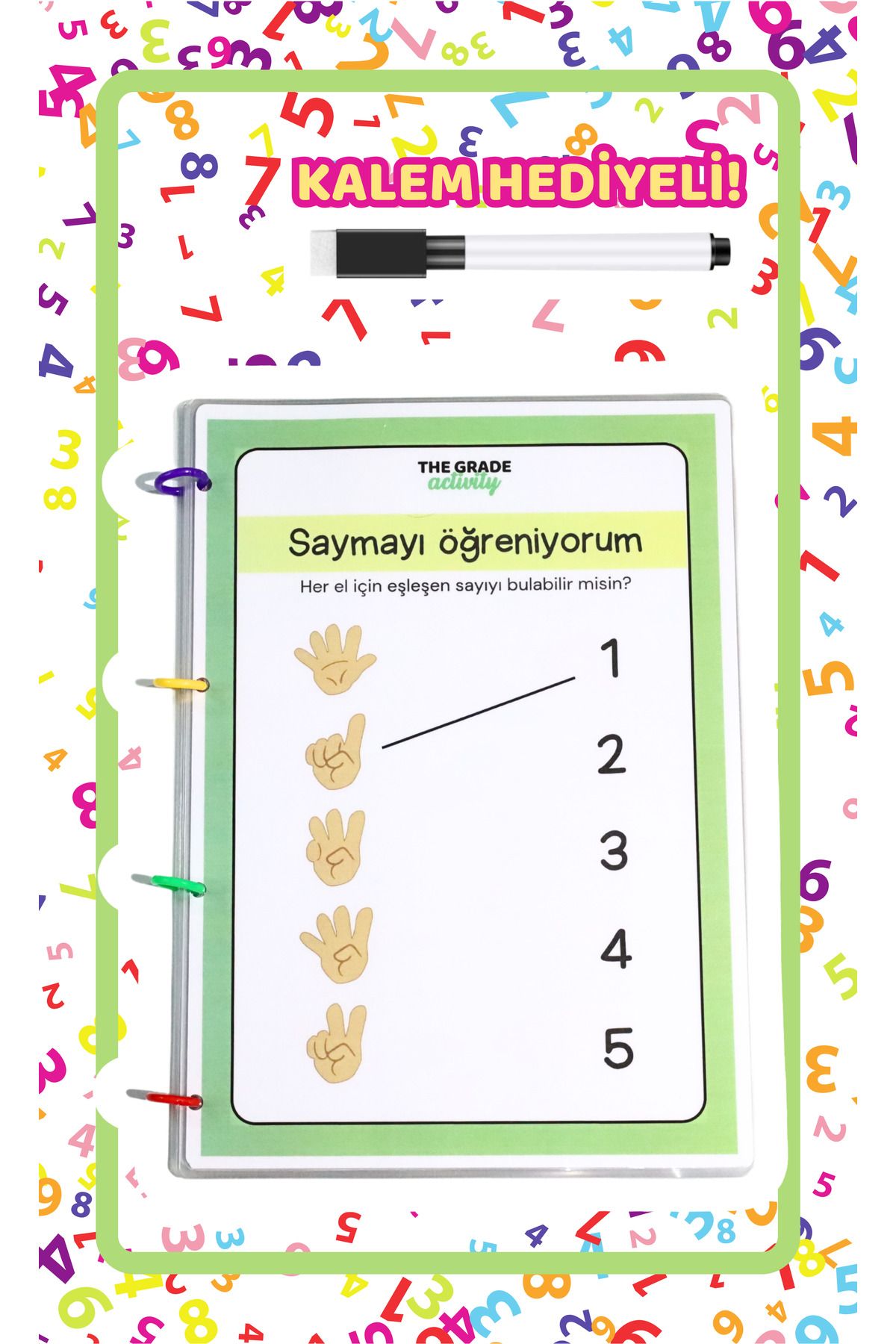 The Grade 2-6 Yaş Yaz-Sil Saymayı Öğreniyorum Eğlenceli Ve Eğitici Set (14 SAYFA-A4 BOYUTUNDA)