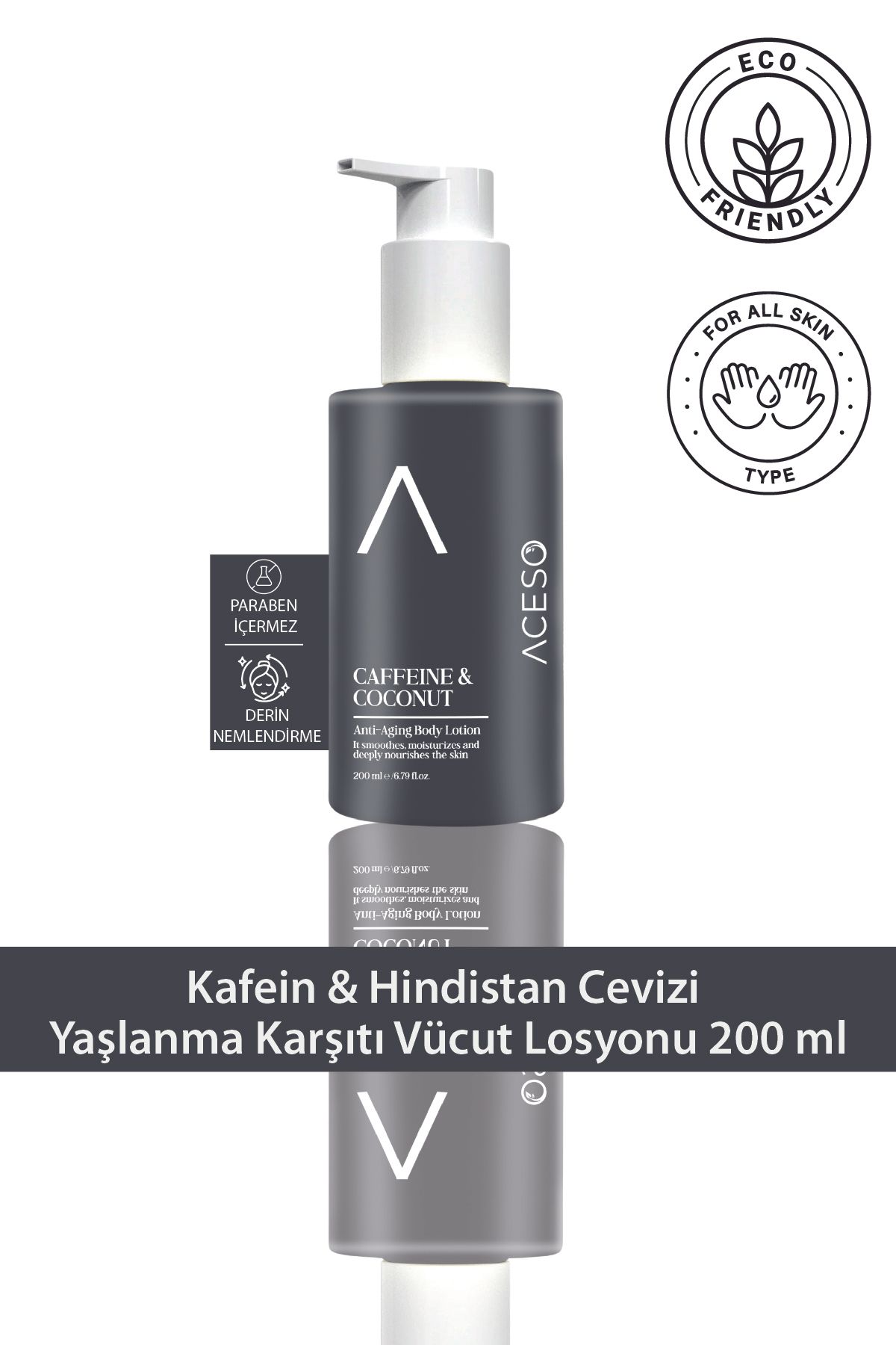 Aceso Cosmetics Kafein & Hindistan Cevizi Yaşlanma Karşıtı Vücut Losyonu 200 ml