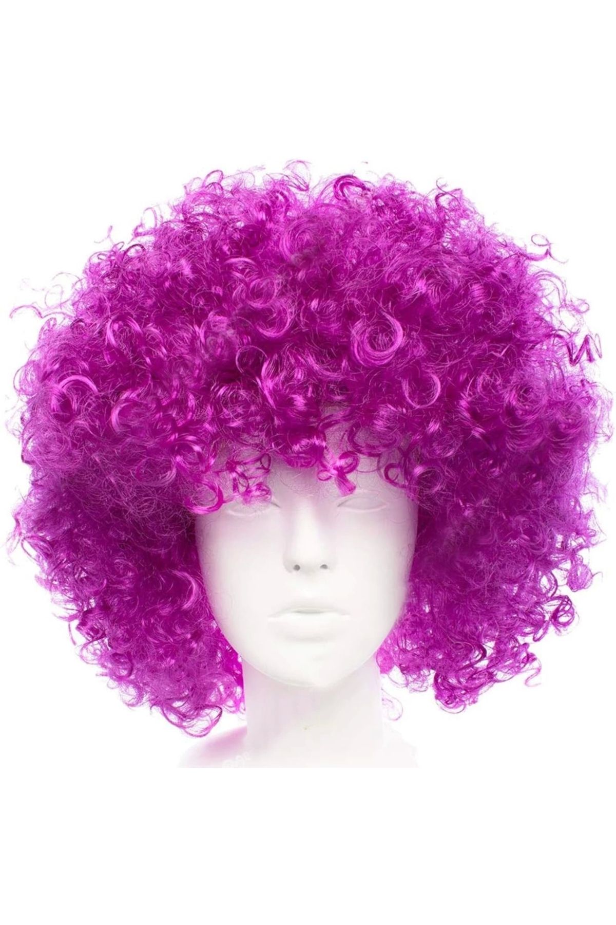 HACESHOP Koyu Mor Renk Violet Afro Bonus Saç Peruk