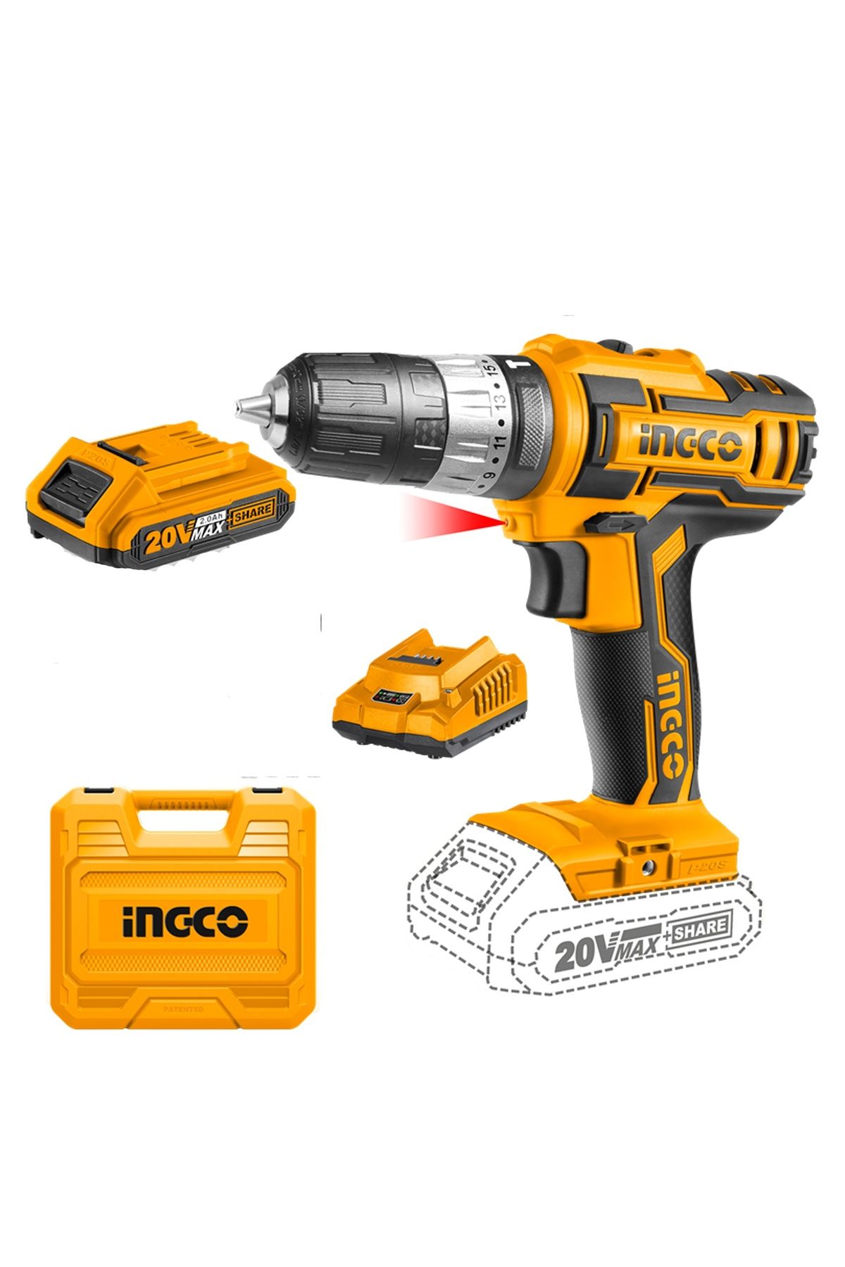 Ingco Cıdlı200215 Li-ion Akülü Darbeli Matkap 10 Mm 20v 2.0ah