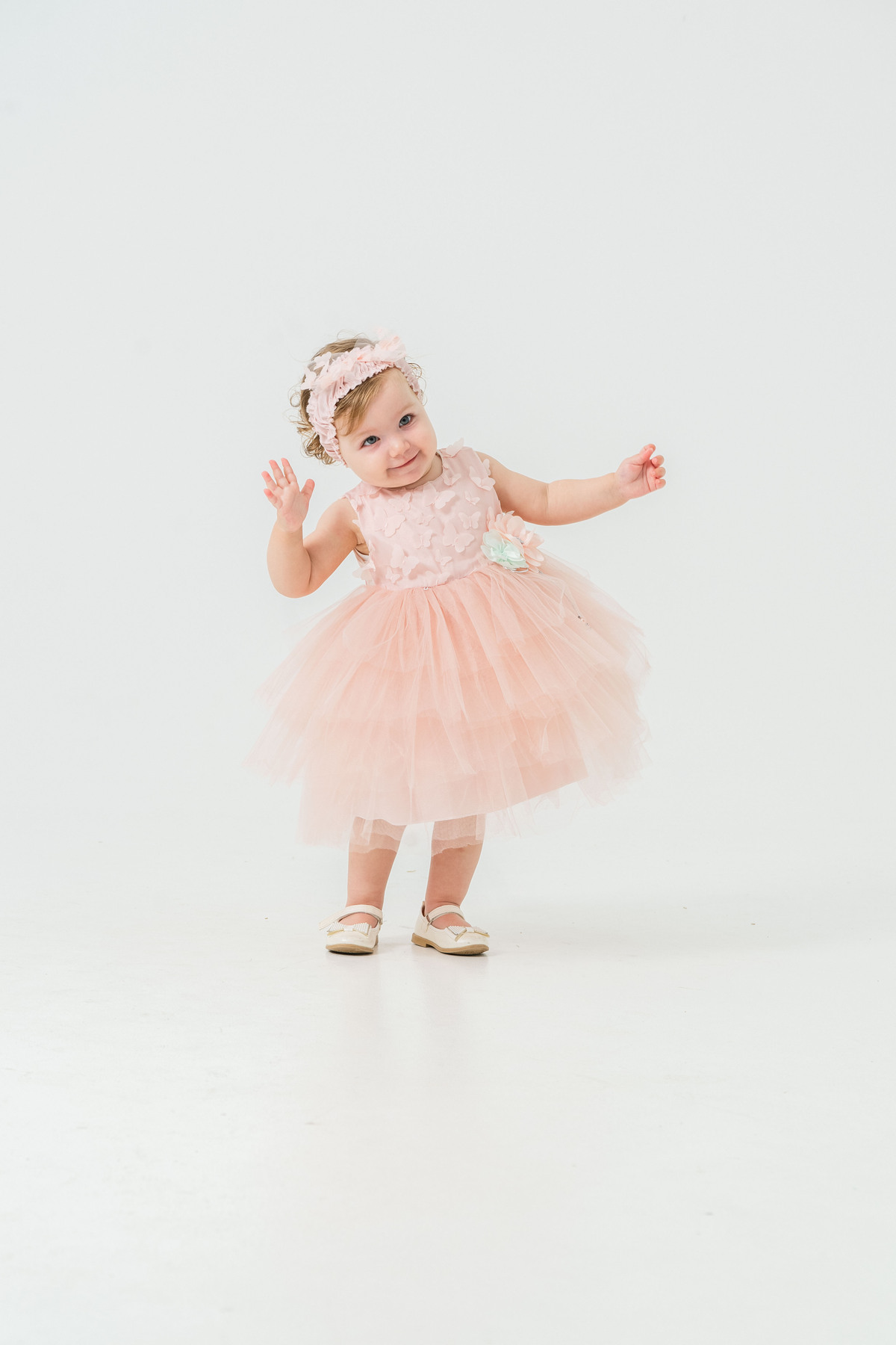 Eray Kids Kız Bebek Abiye Elbise Kelebekli Kat Kat Etekli Doğum Günü Bebek Elbisesi 6-18 Aylık fotoğrafı 7 (önizleme)