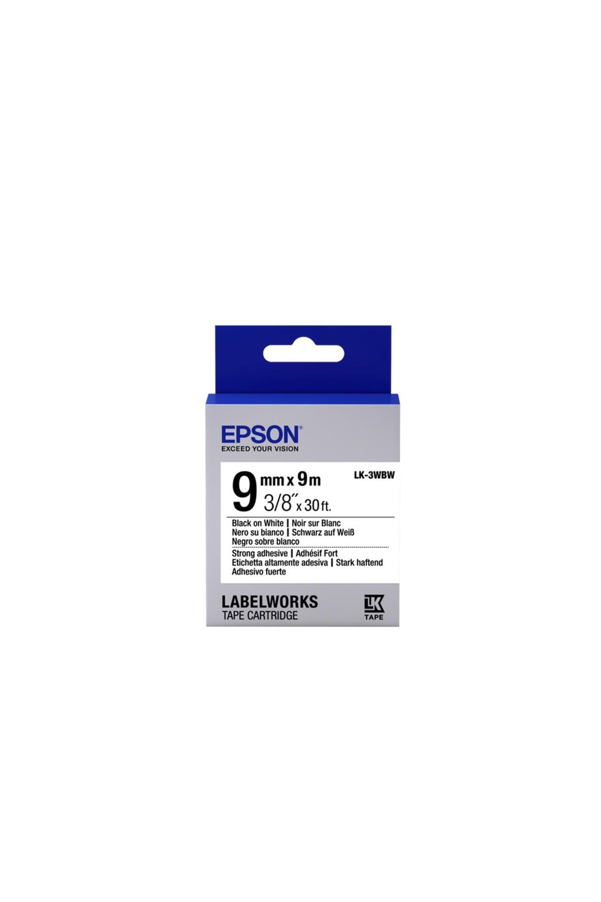 BLS STORE Epson LK-3WBW Strong Beyaz  Üzeri Siyah 9MM 9Metre