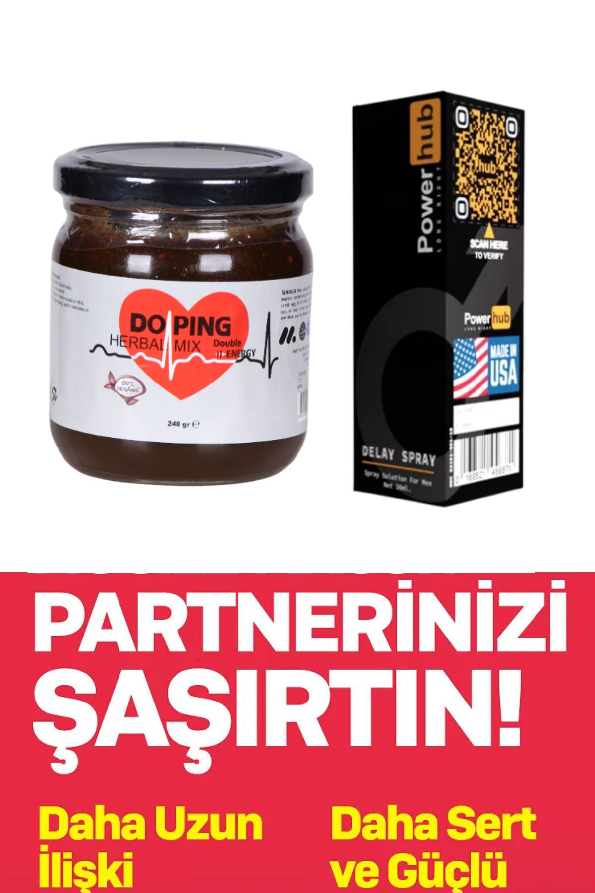 ABU ŞİFA BİTKİSEL & KOZMETİK ÜRÜNLER Power Hub Spray 30 Ml Gelciktirici + Doping Ginsengli Tribuluslu Macun Güc Yükseltici 240 Gr Macun