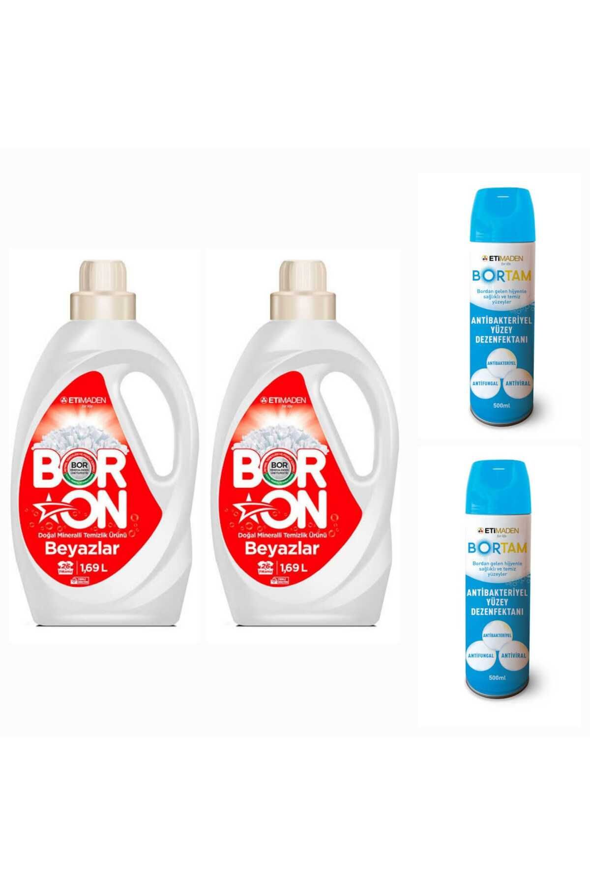 Aquabor DOĞAL SIVI ÇAMAŞIR DETERJANI BORON BEYAZLAR  İÇİN 26*2 YIKAMA+ BORTAM DEZENFEKTAN 500 ML*2 ADET