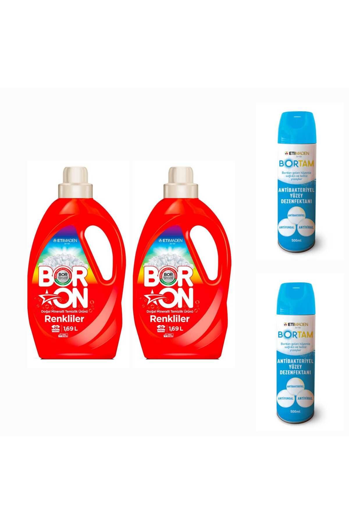 Aquabor DOĞAL SIVI ÇAMAŞIR DETERJANI BORON RENKLİLER İÇİN 26*2 YIKAMA+ BORTAM DEZENFEKTAN 500 ML*2 ADET