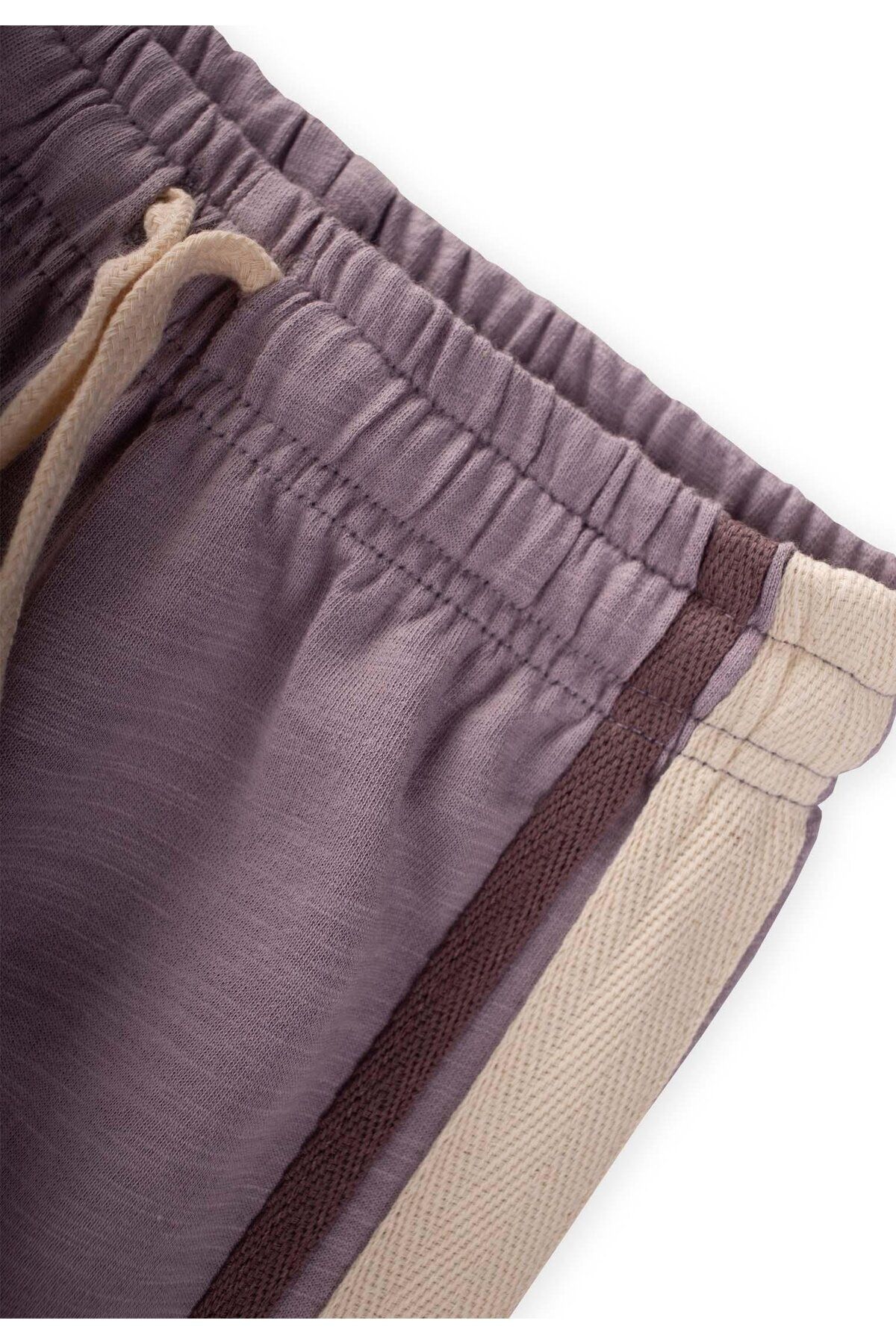 Cigit-Pantaloni de sport liliac largi - 2-10 ani, cu dungi 3