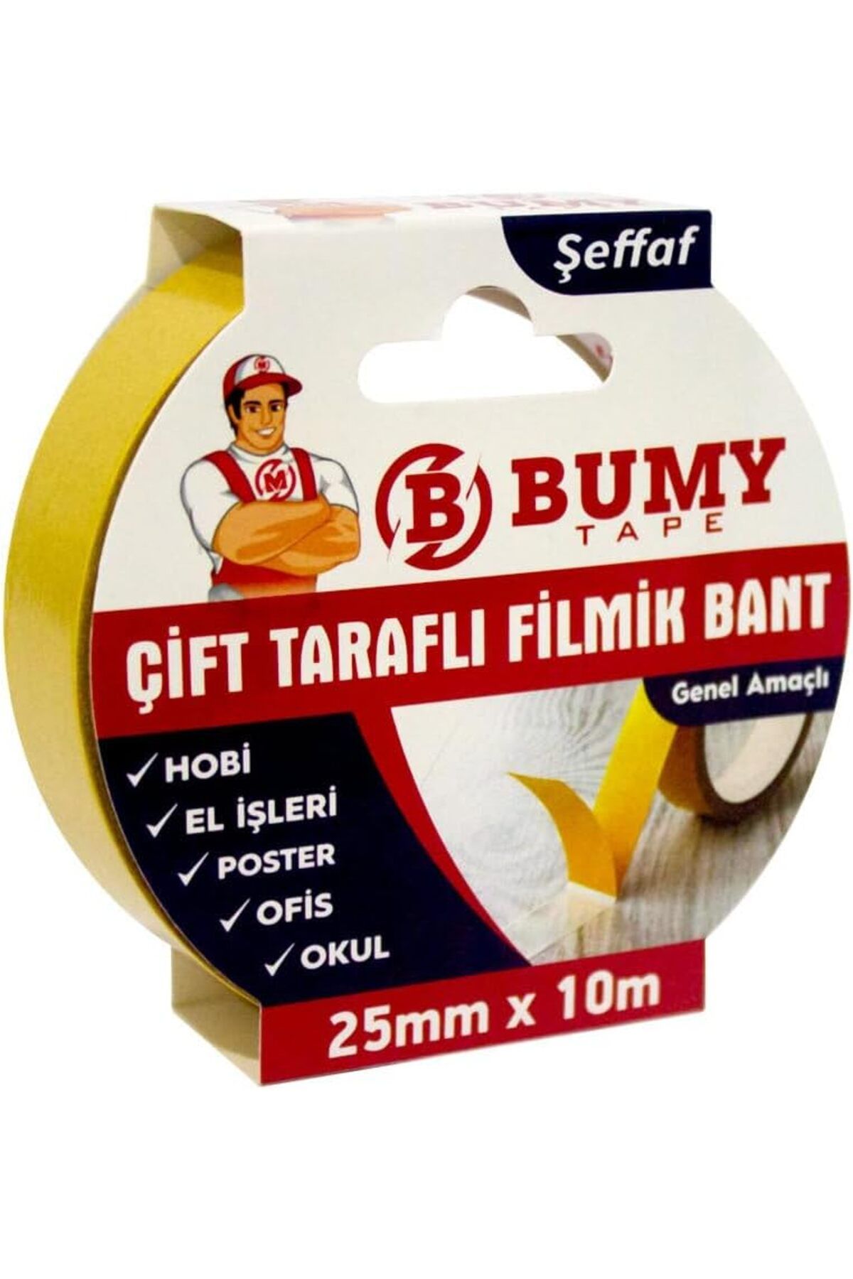 NcK ÇİFT TARAFLI FİLMİK BANT - 25 MM X 10 MT/ŞEFFAF